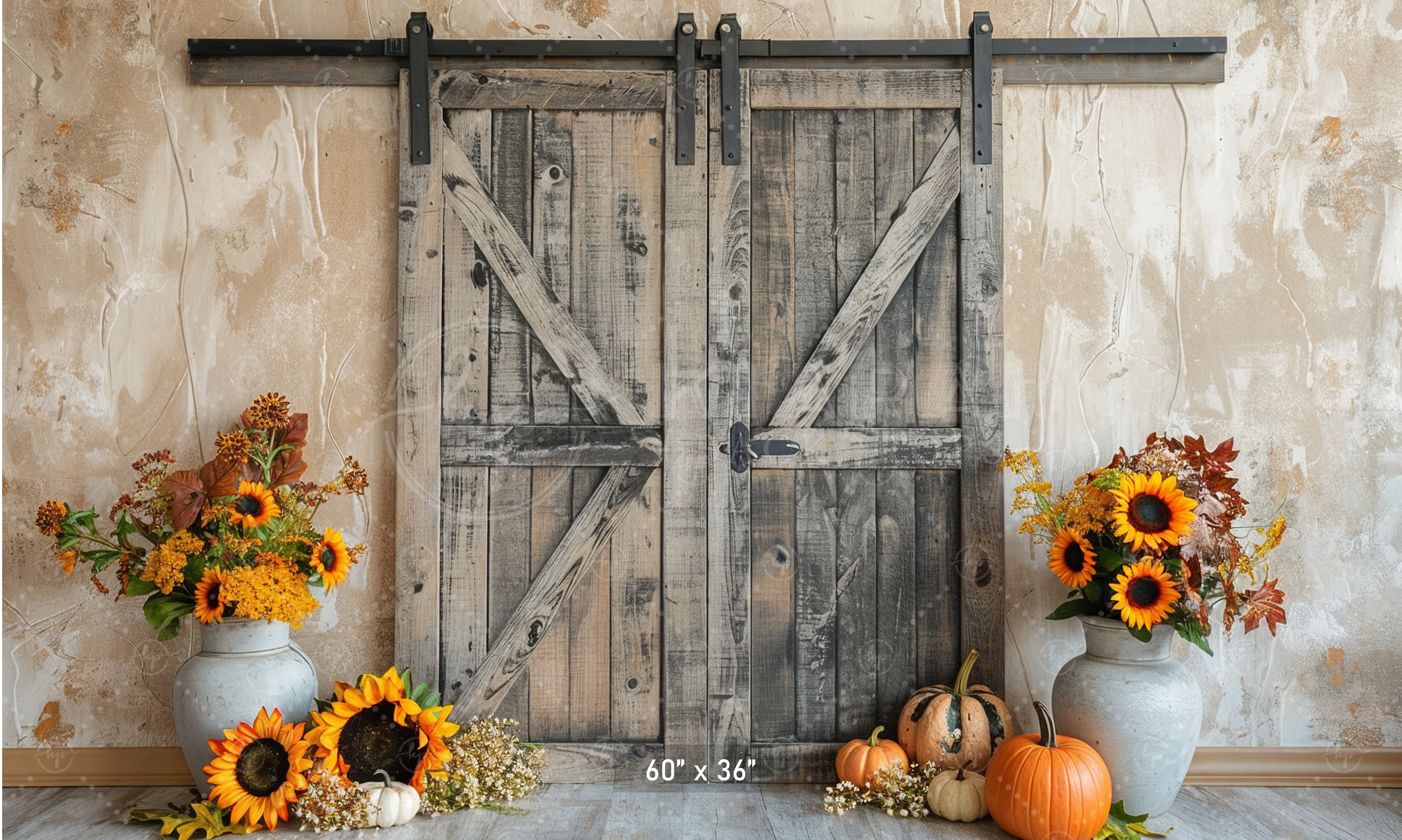 Rustic Barn Door Fall Harvest Backdrop