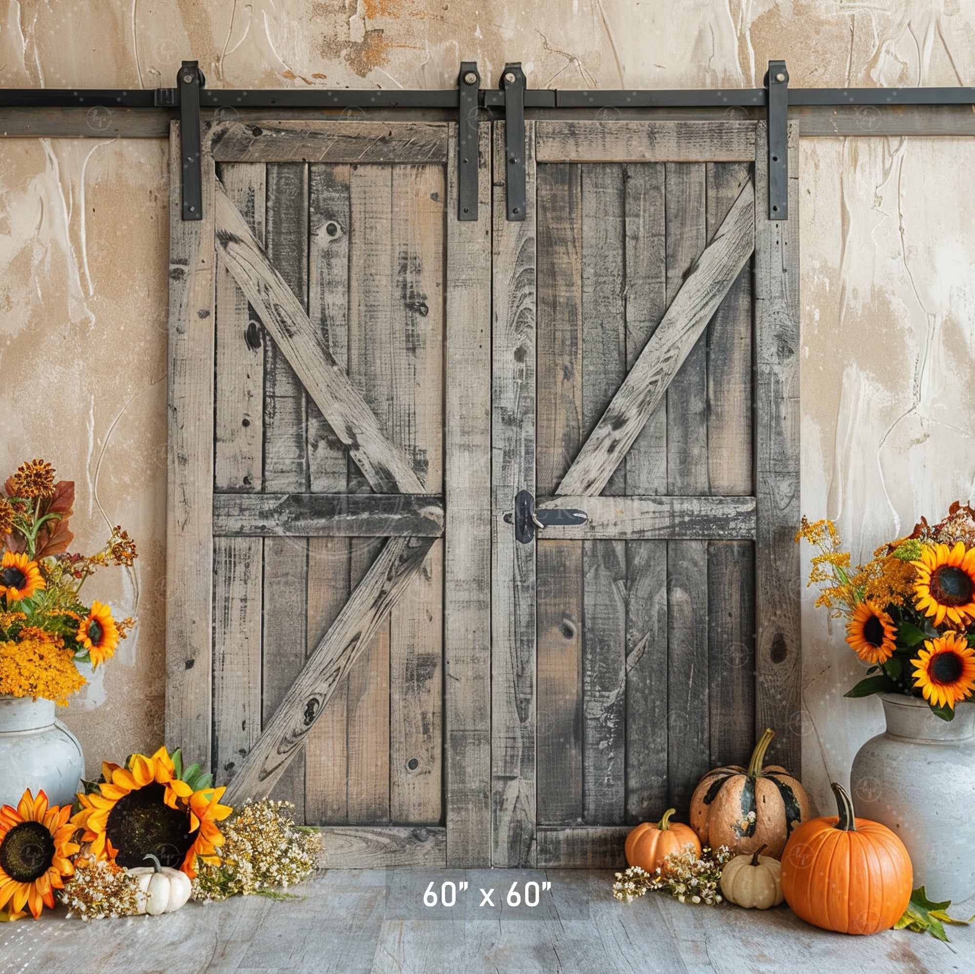 Rustic Barn Door Fall Harvest Backdrop