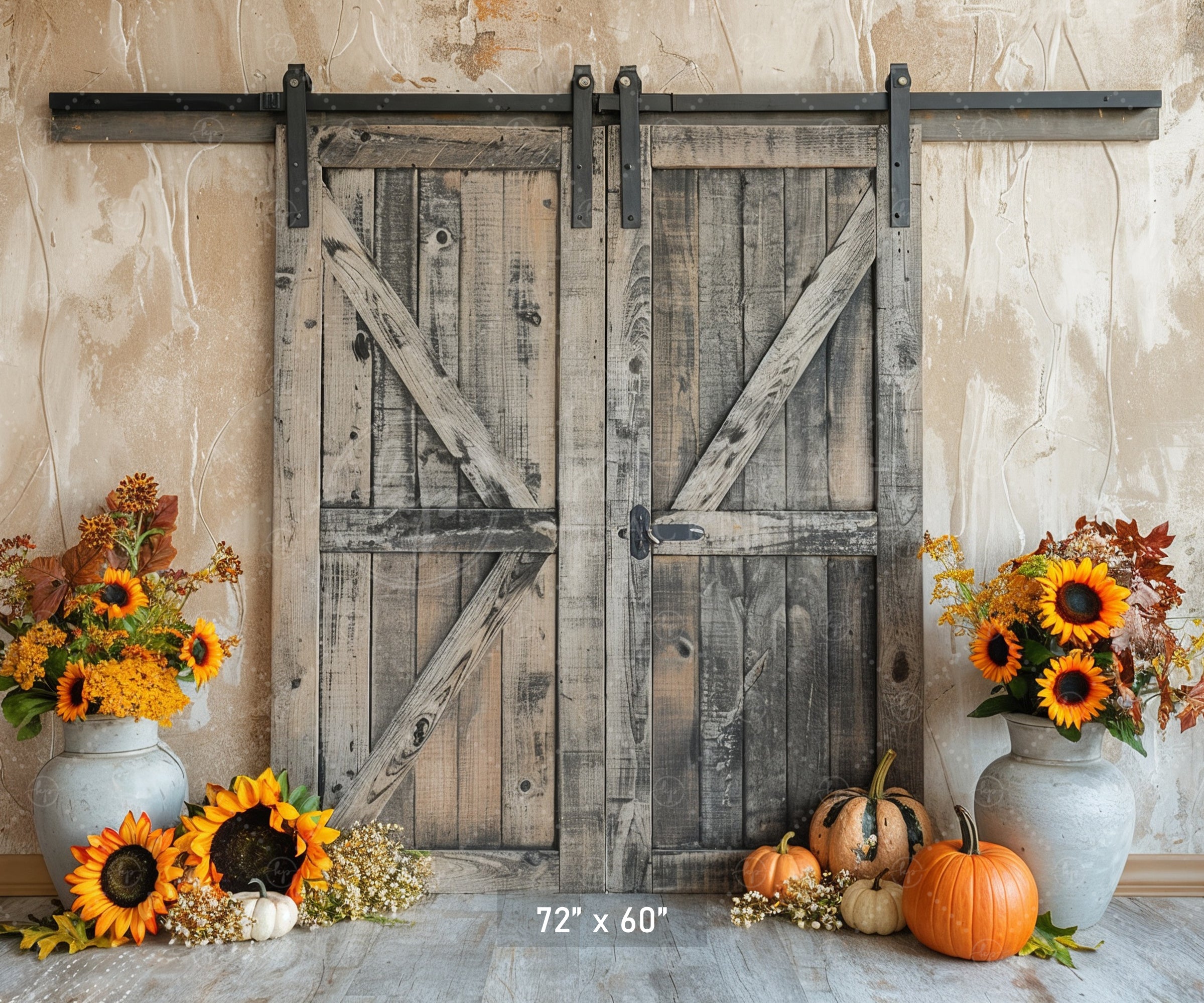 Rustic Barn Door Fall Harvest Backdrop