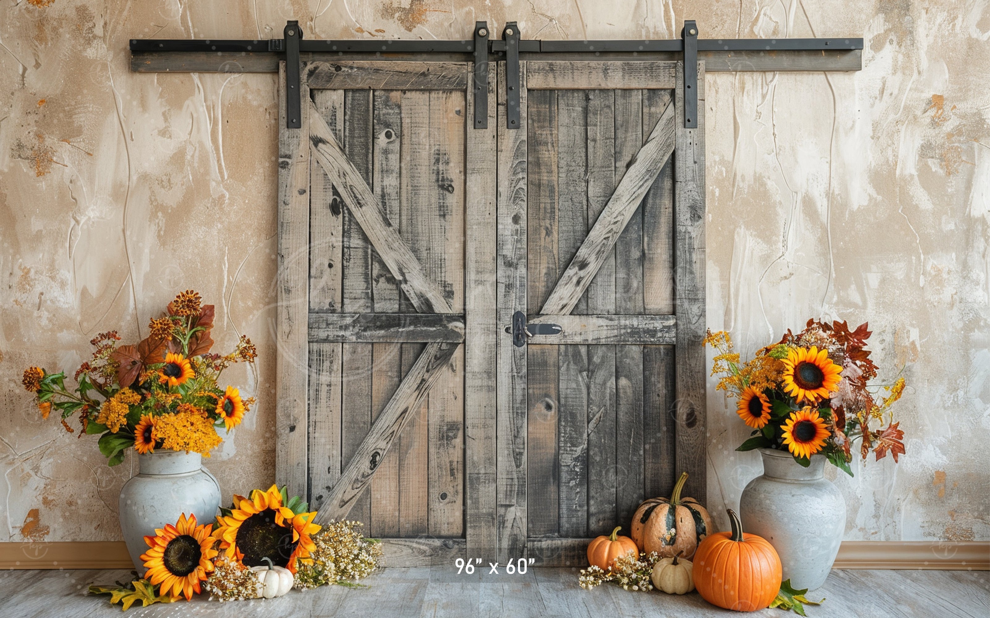 Rustic Barn Door Fall Harvest Backdrop