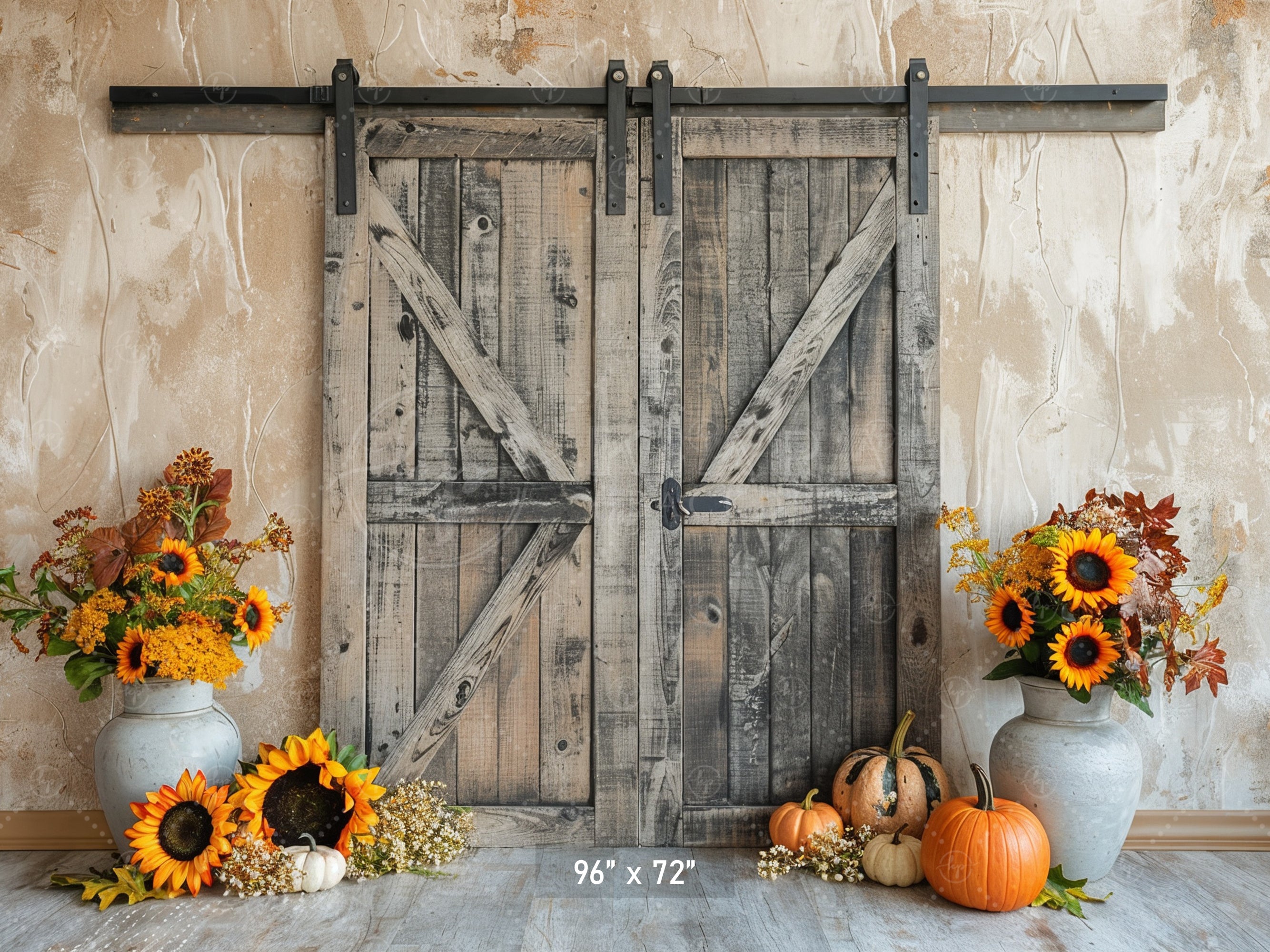 Rustic Barn Door Fall Harvest Backdrop