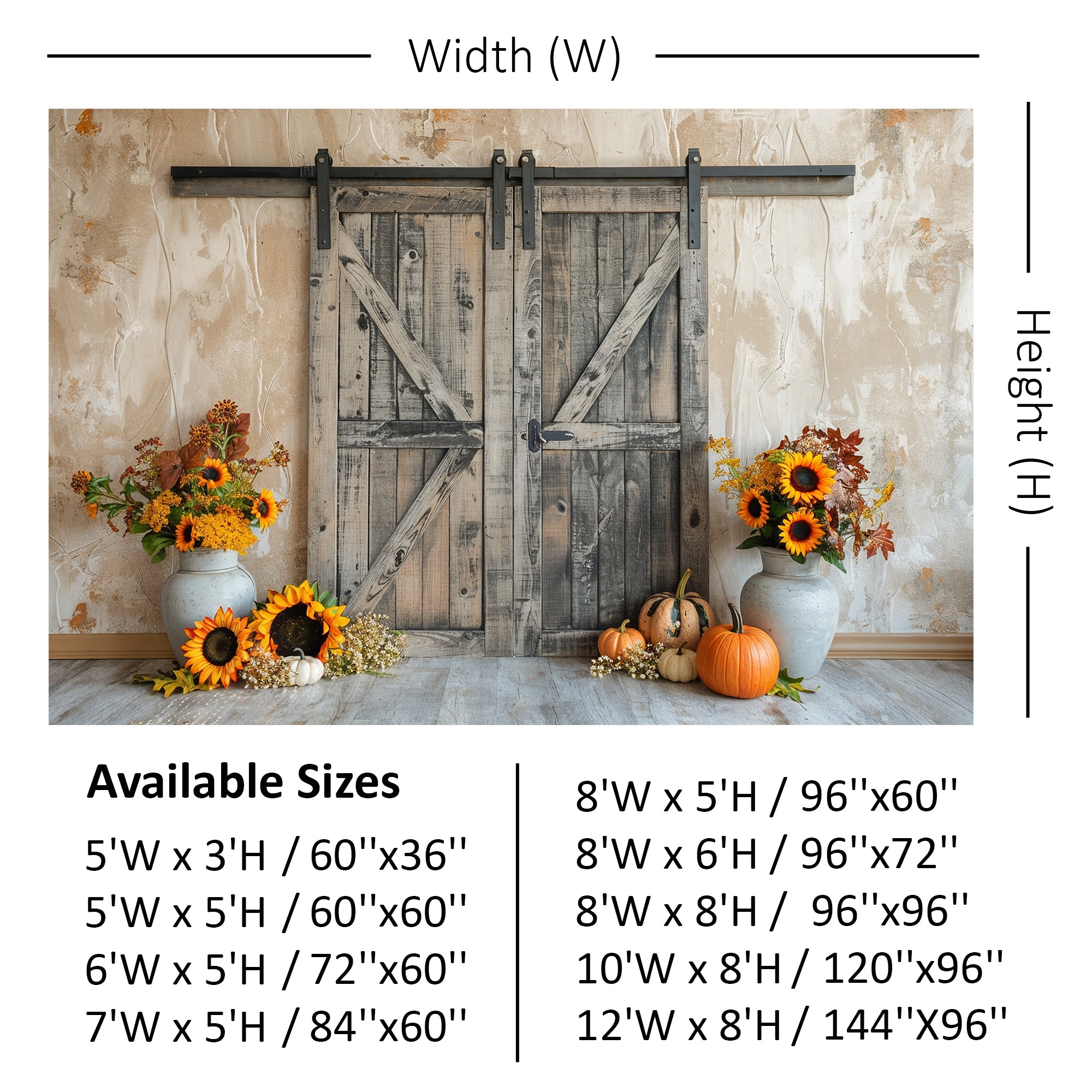 Rustic Barn Door Fall Harvest Backdrop