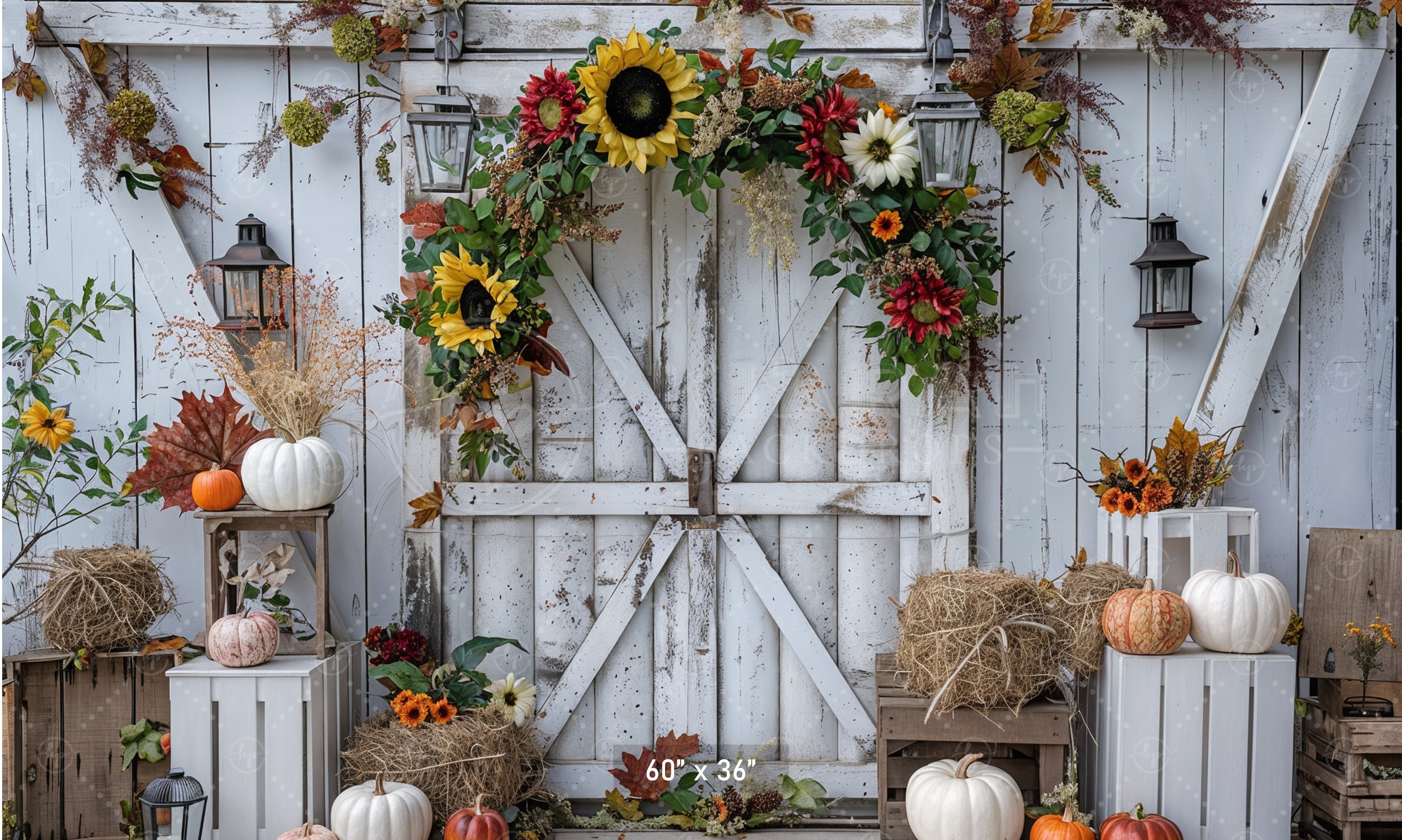Autumn Farmhouse Barn Door Backdrop