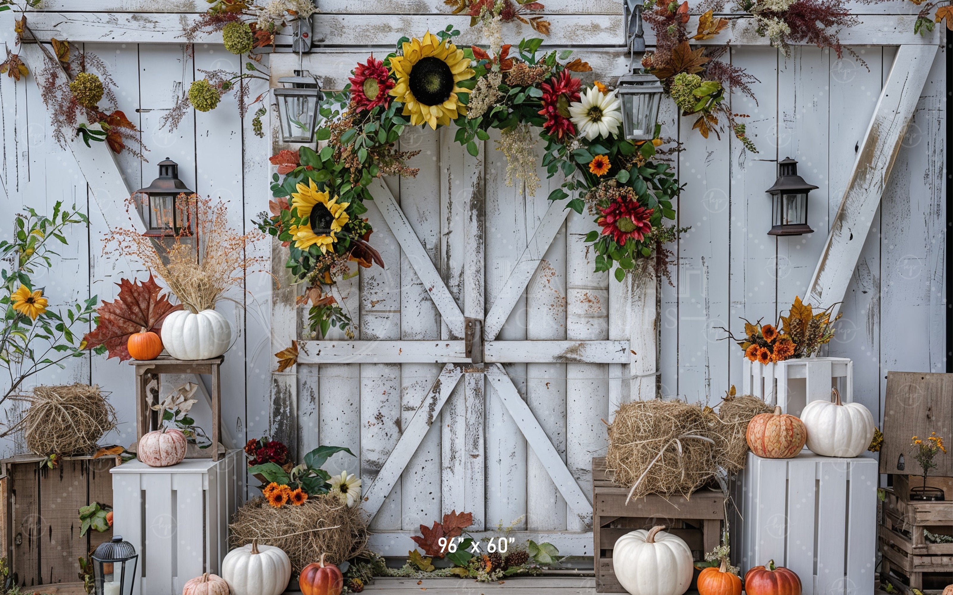 Autumn Farmhouse Barn Door Backdrop