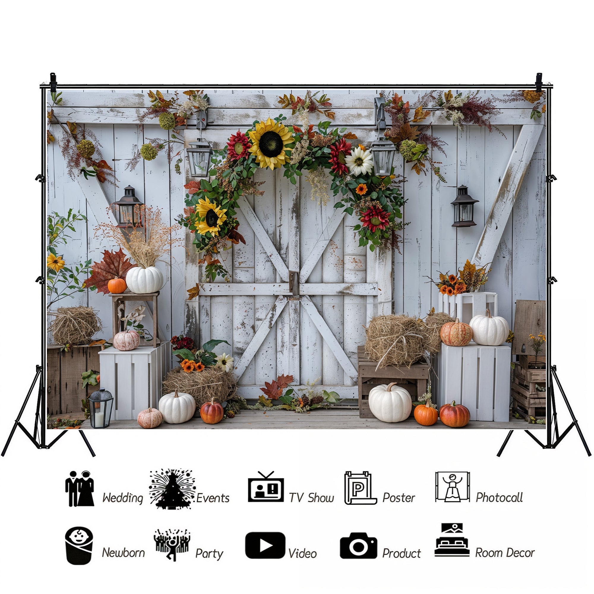 Autumn Farmhouse Barn Door Backdrop