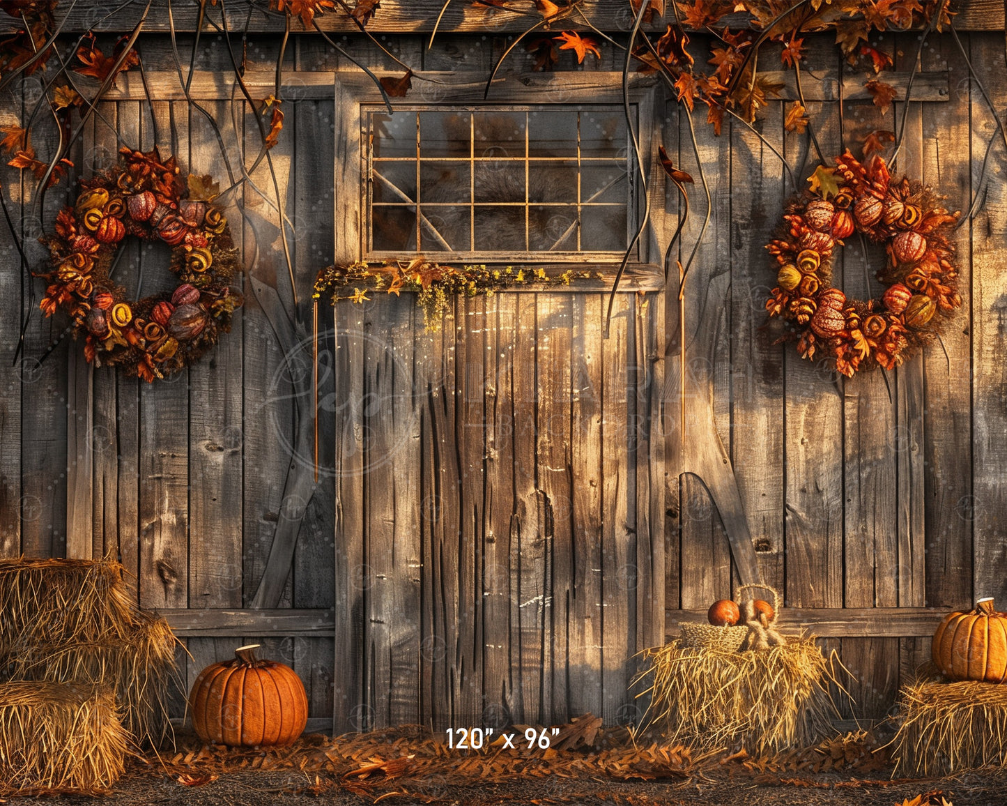 Rustic Autumn Barn Wall Backdrop