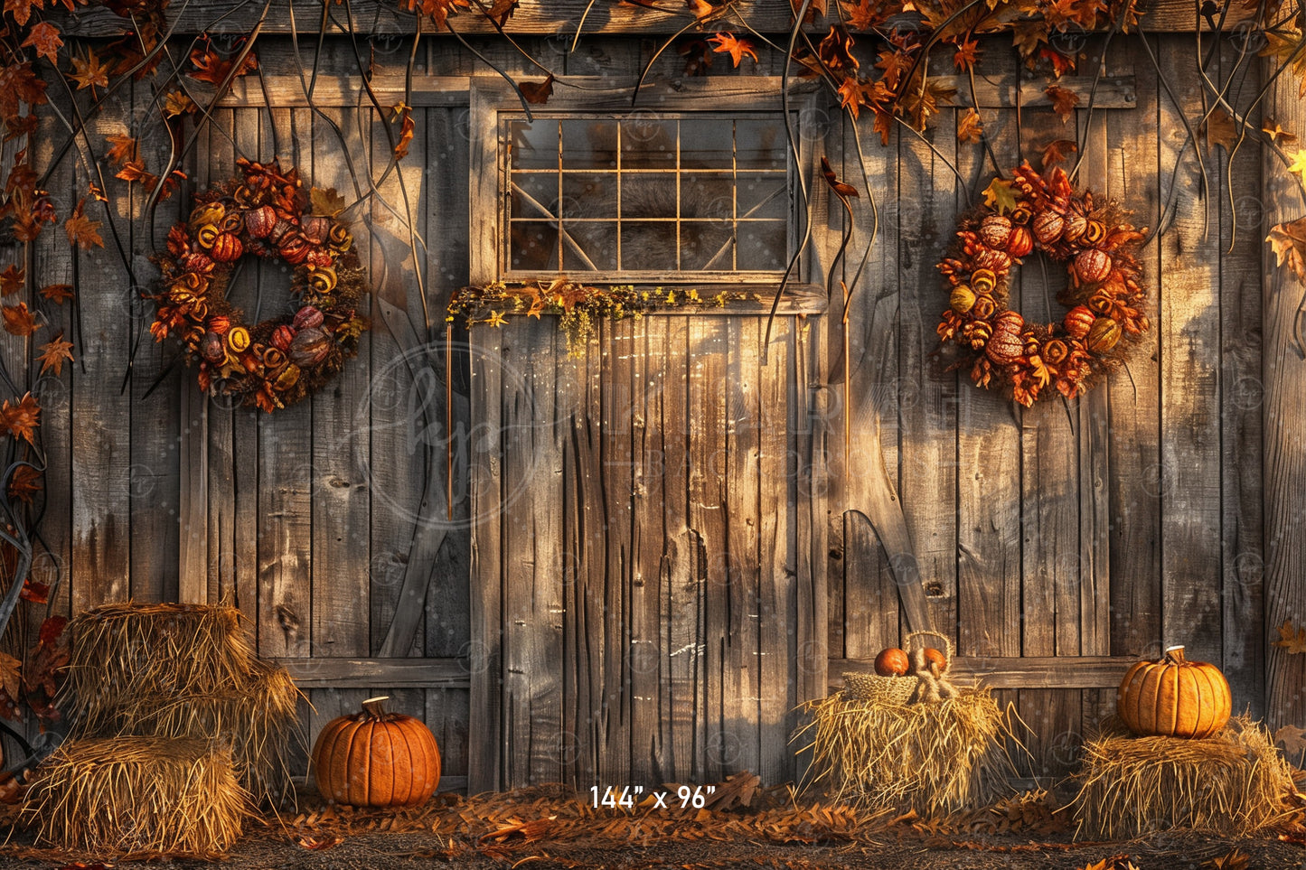 Rustic Autumn Barn Wall Backdrop