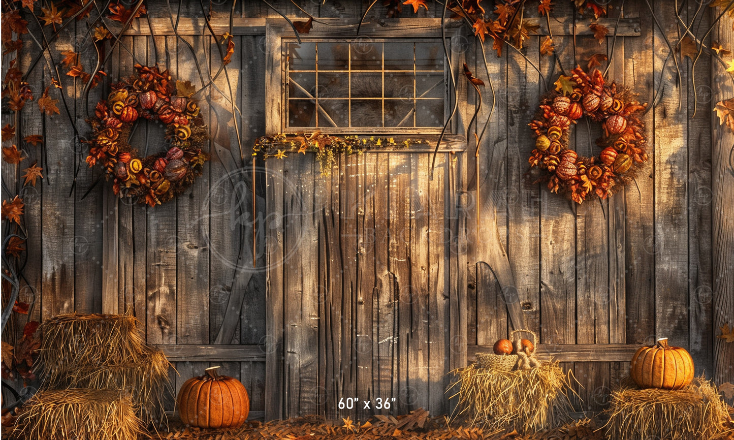 Rustic Autumn Barn Wall Backdrop