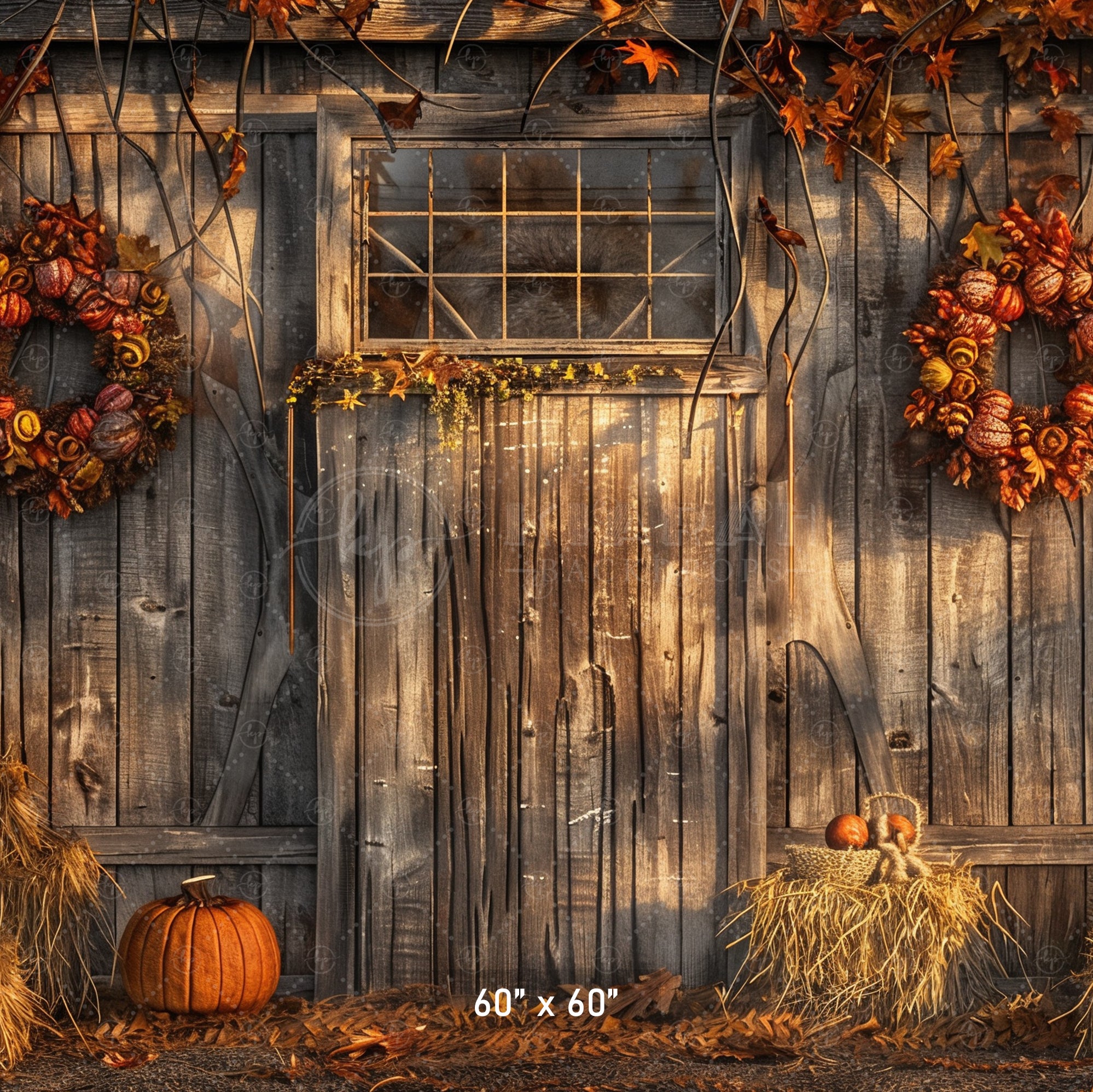 Rustic Autumn Barn Wall Backdrop
