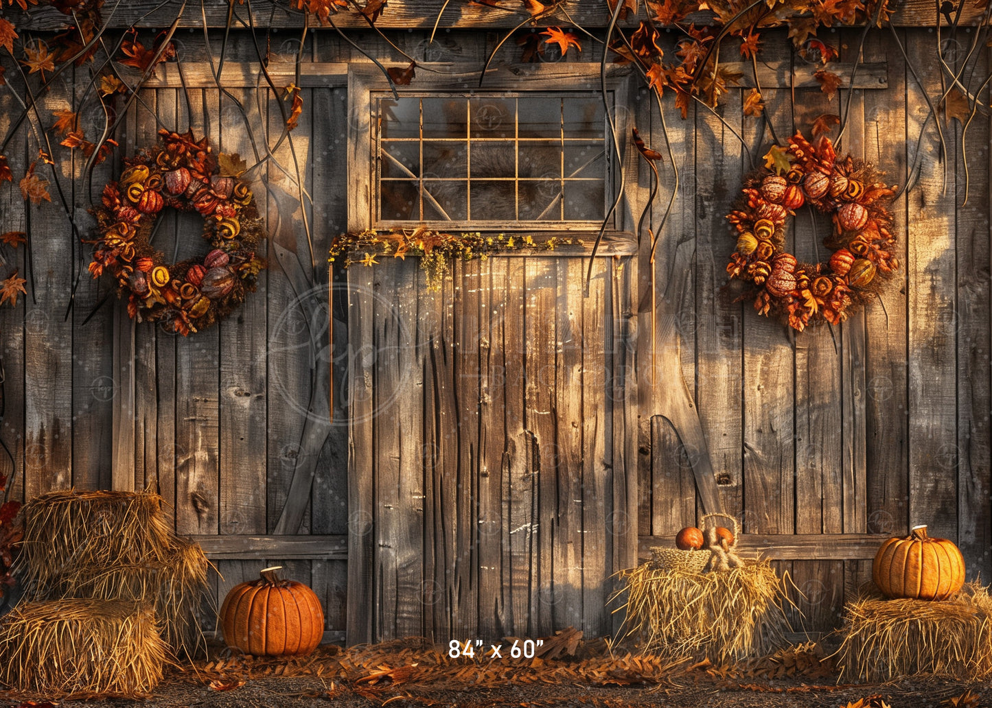 Rustic Autumn Barn Wall Backdrop