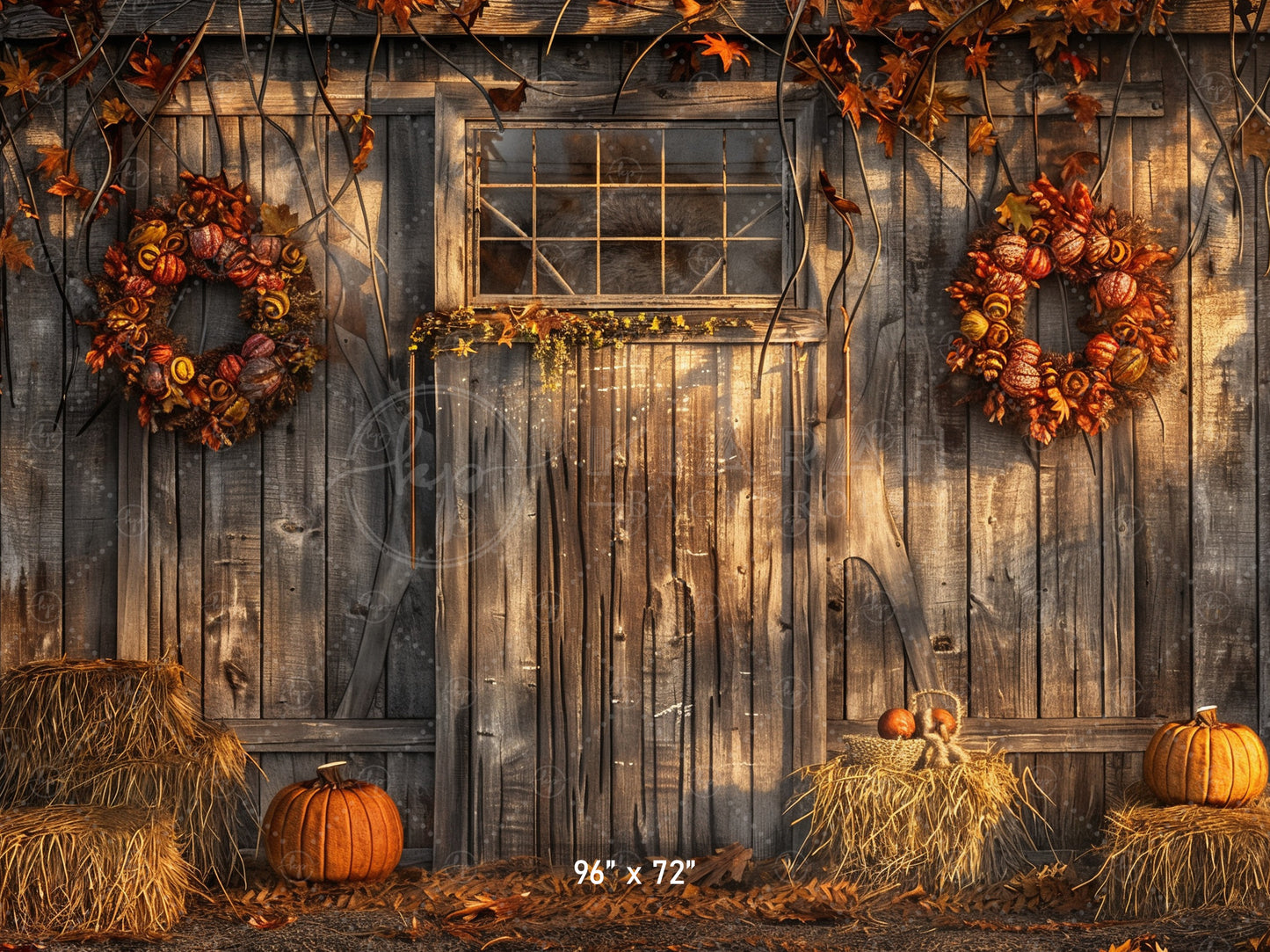 Rustic Autumn Barn Wall Backdrop