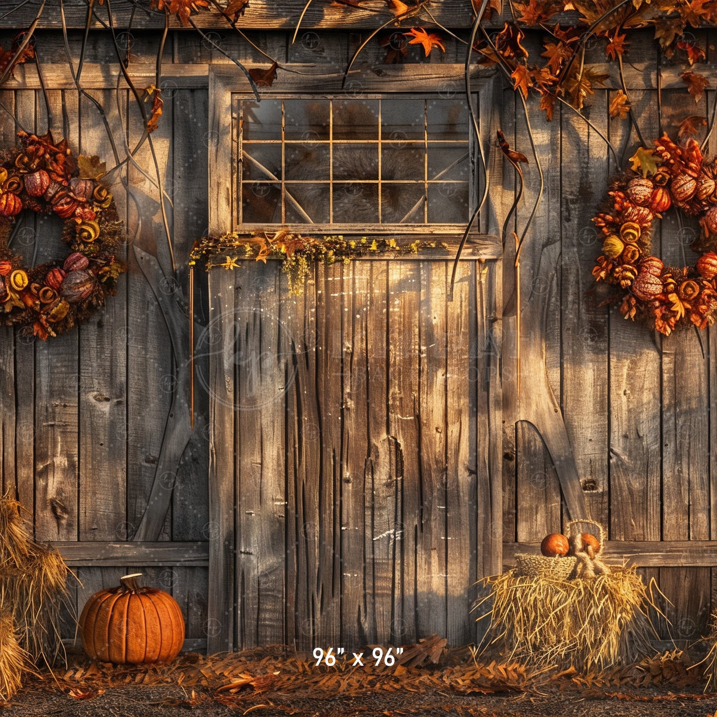 Rustic Autumn Barn Wall Backdrop