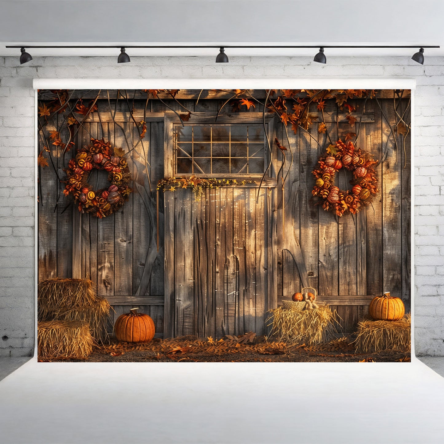 Rustic Autumn Barn Wall Backdrop