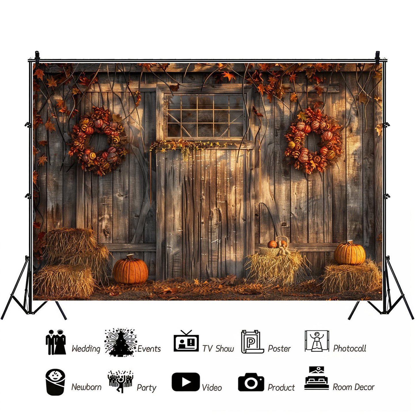 Rustic Autumn Barn Wall Backdrop