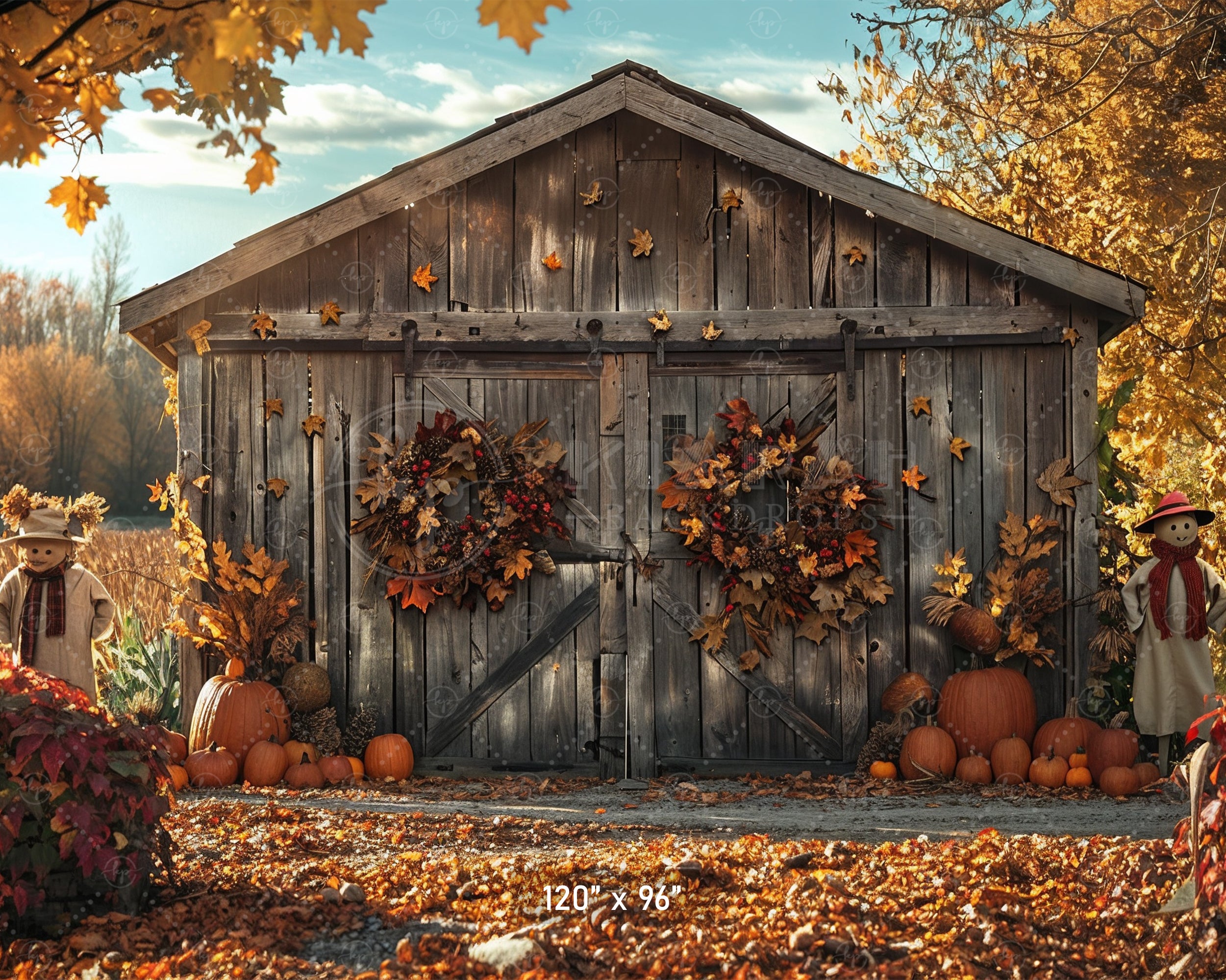 Autumn Harvest Barn Backdrop
