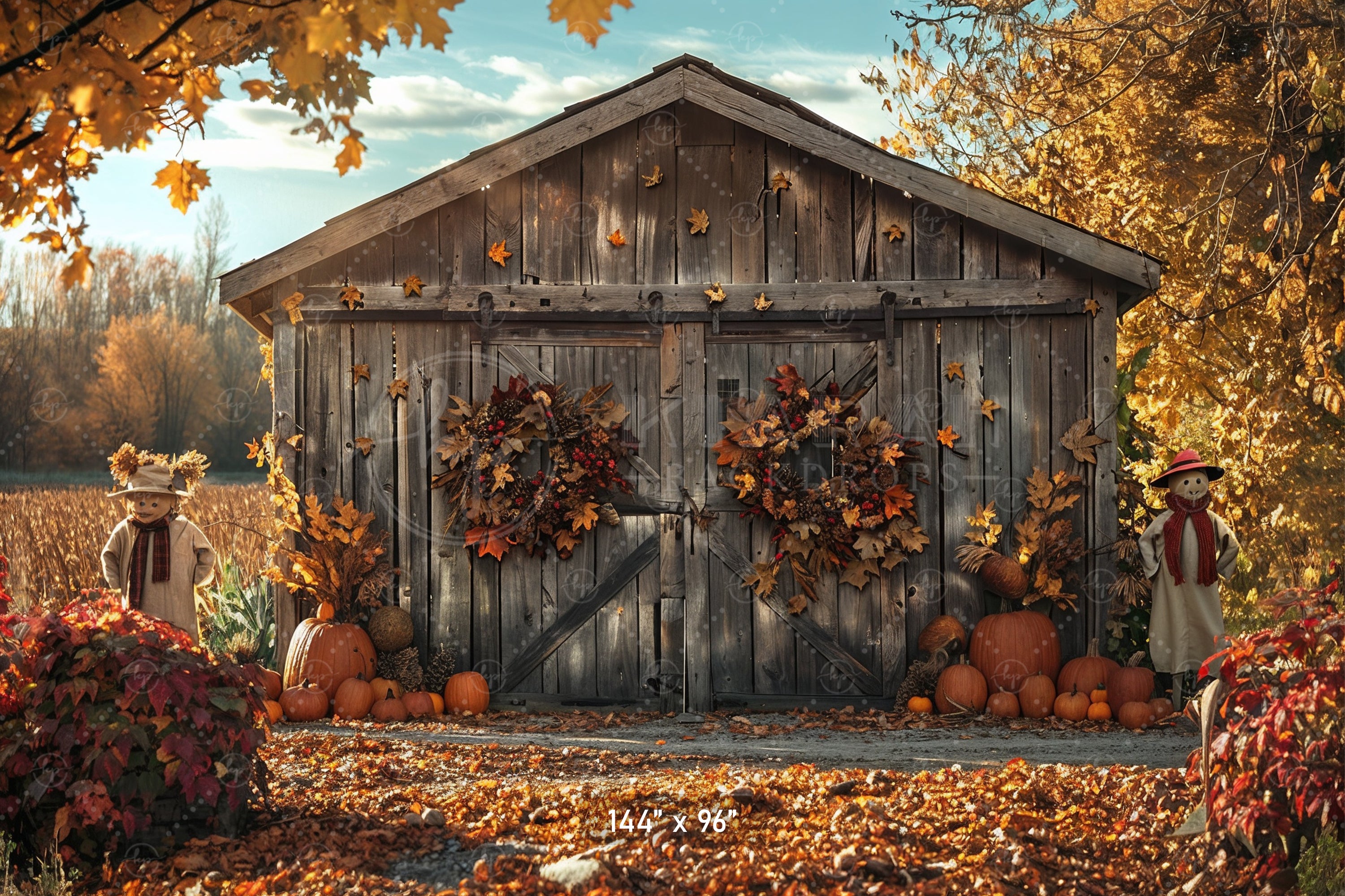 Autumn Harvest Barn Backdrop