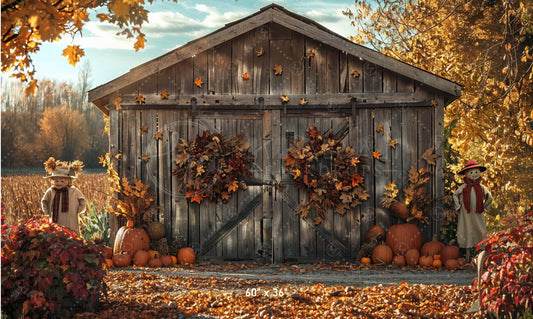 Autumn Harvest Barn Backdrop