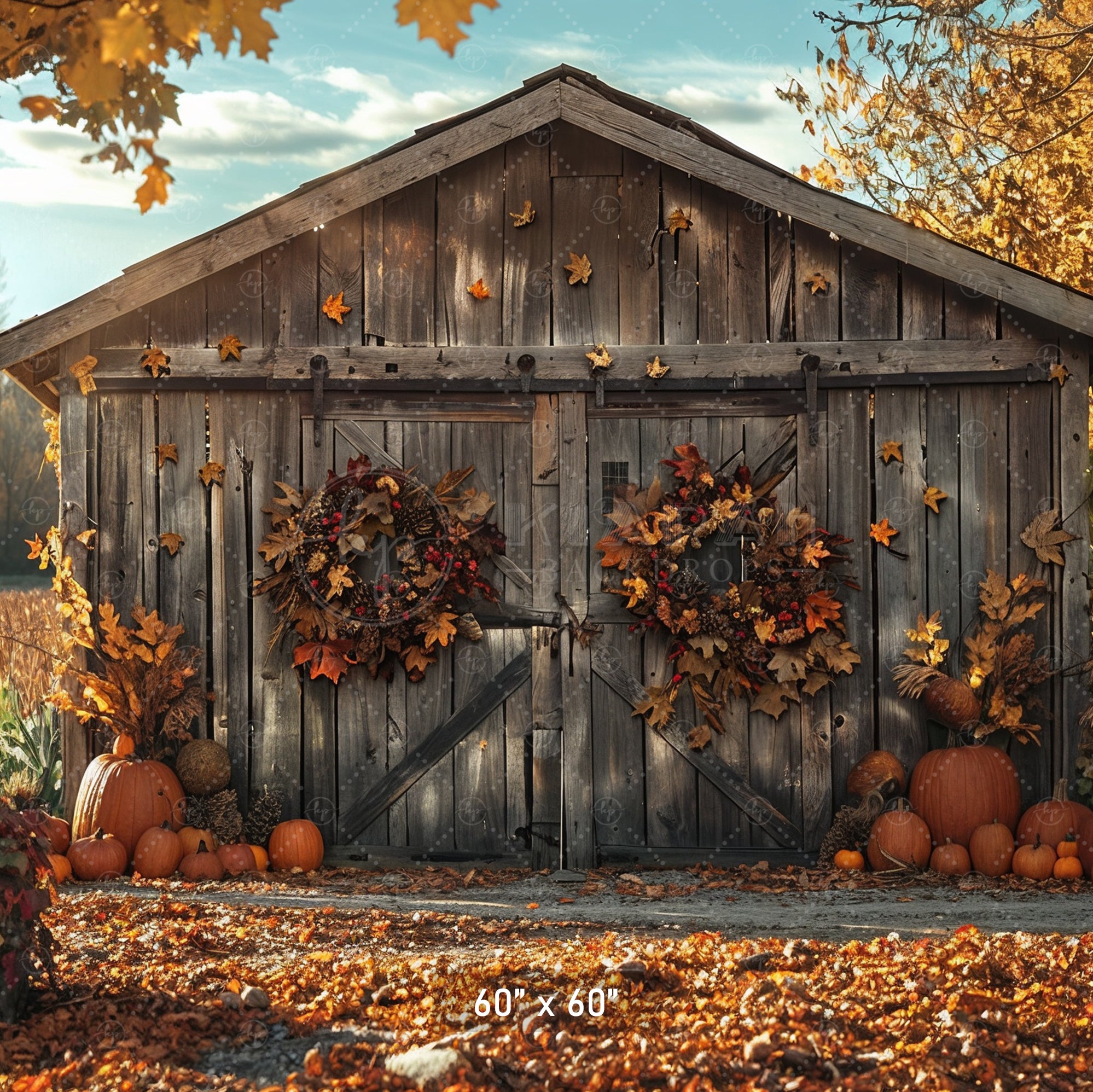 Autumn Harvest Barn Backdrop