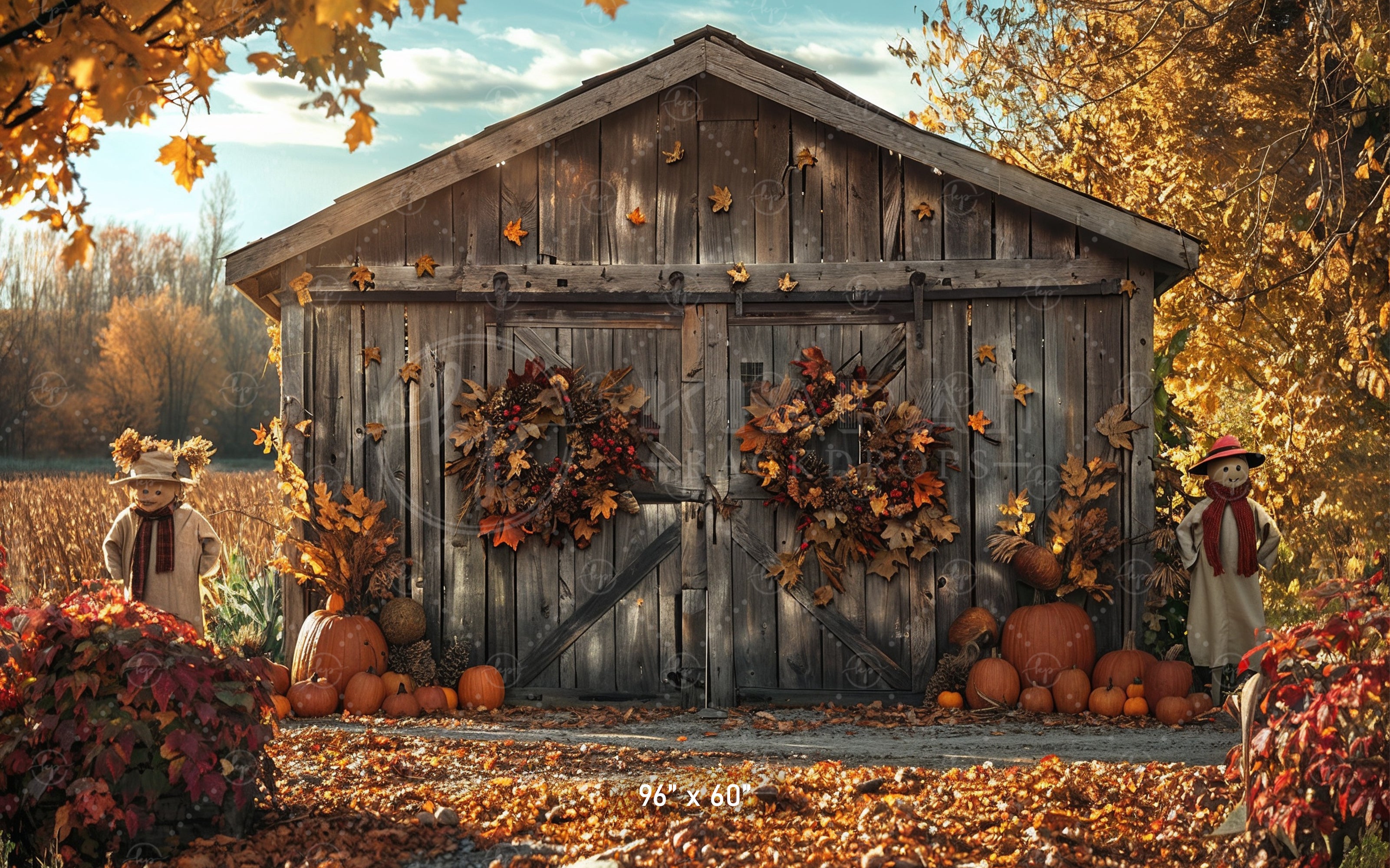 Autumn Harvest Barn Backdrop