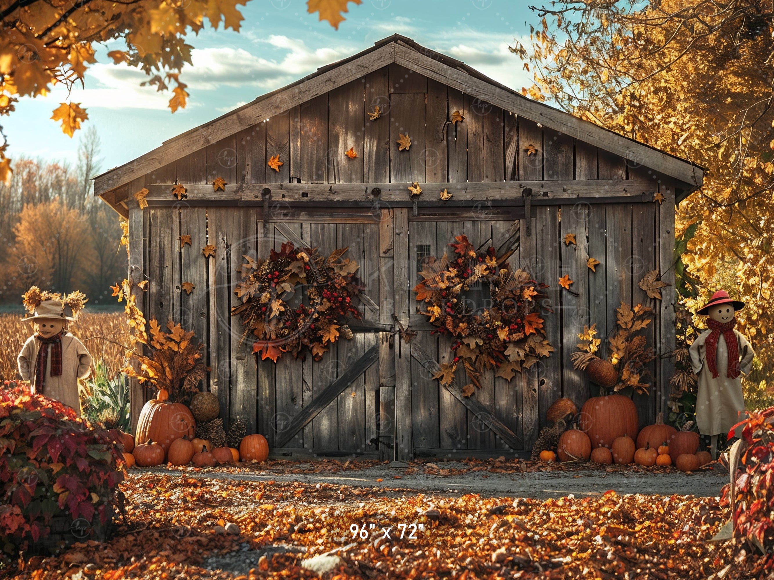 Autumn Harvest Barn Backdrop