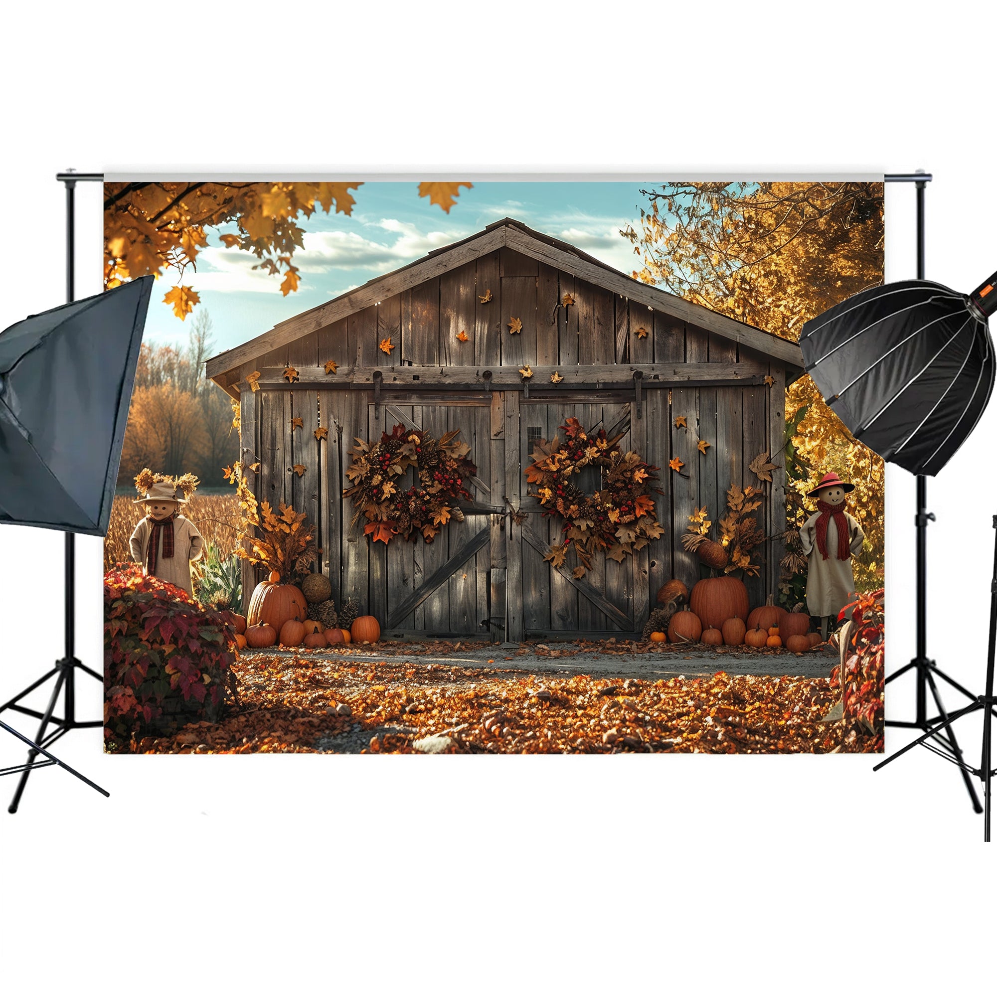 Autumn Harvest Barn Backdrop