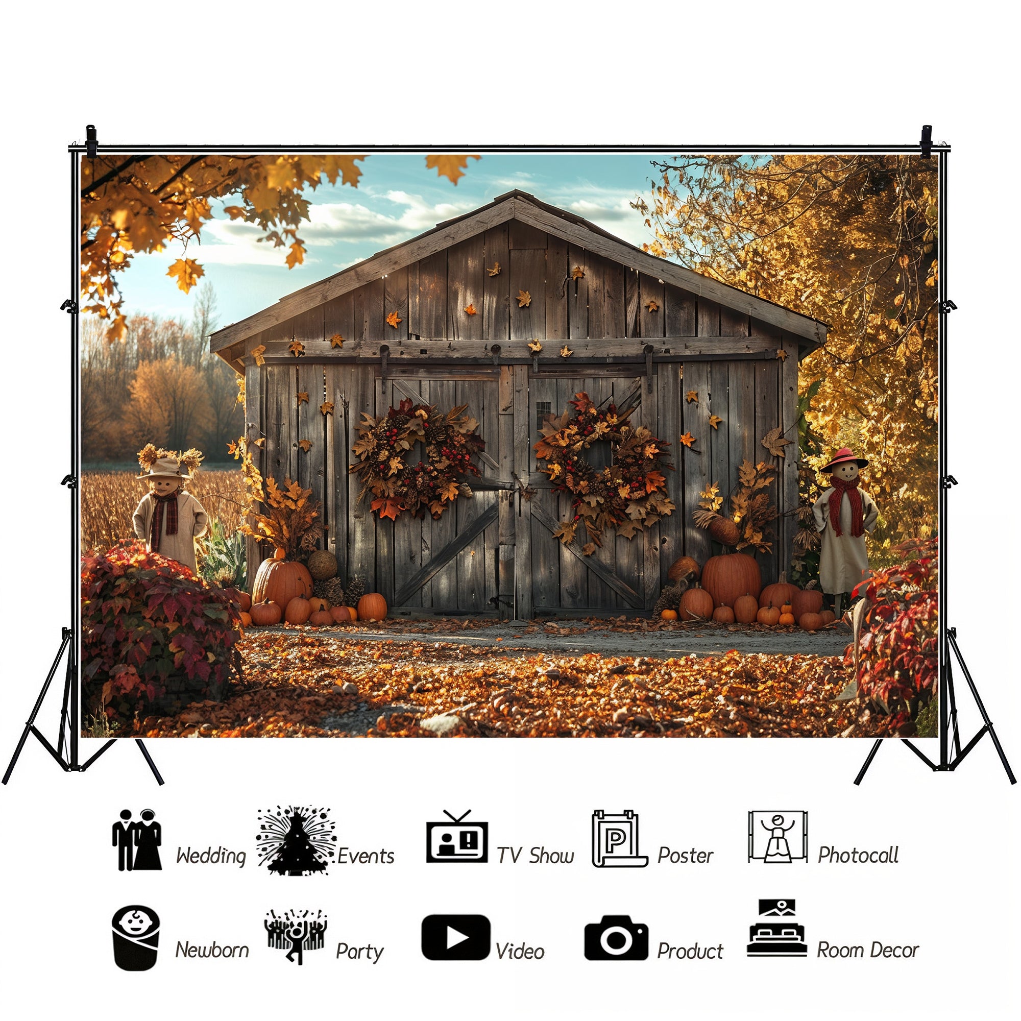 Autumn Harvest Barn Backdrop