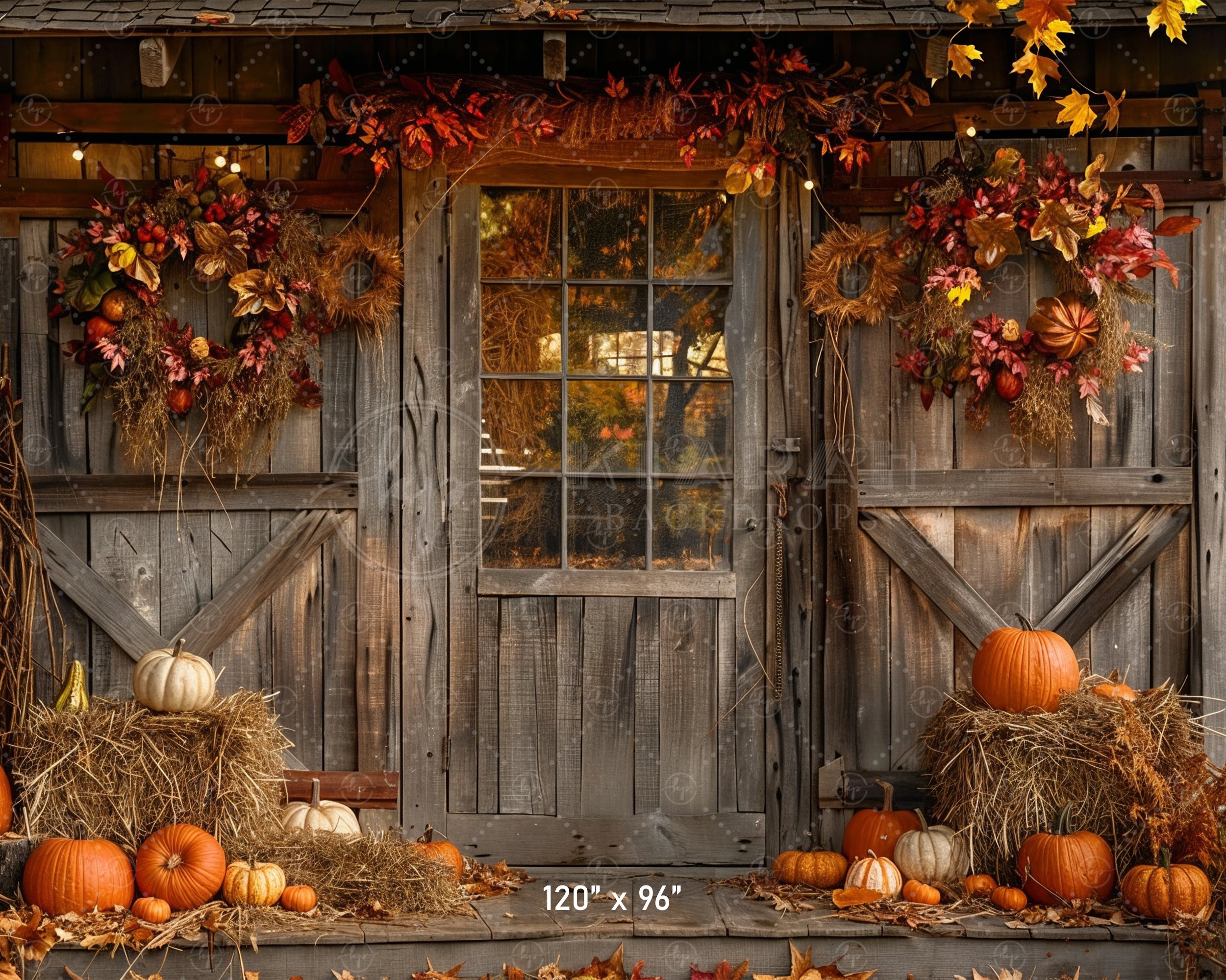 Rustic Autumn Doorway Backdrop