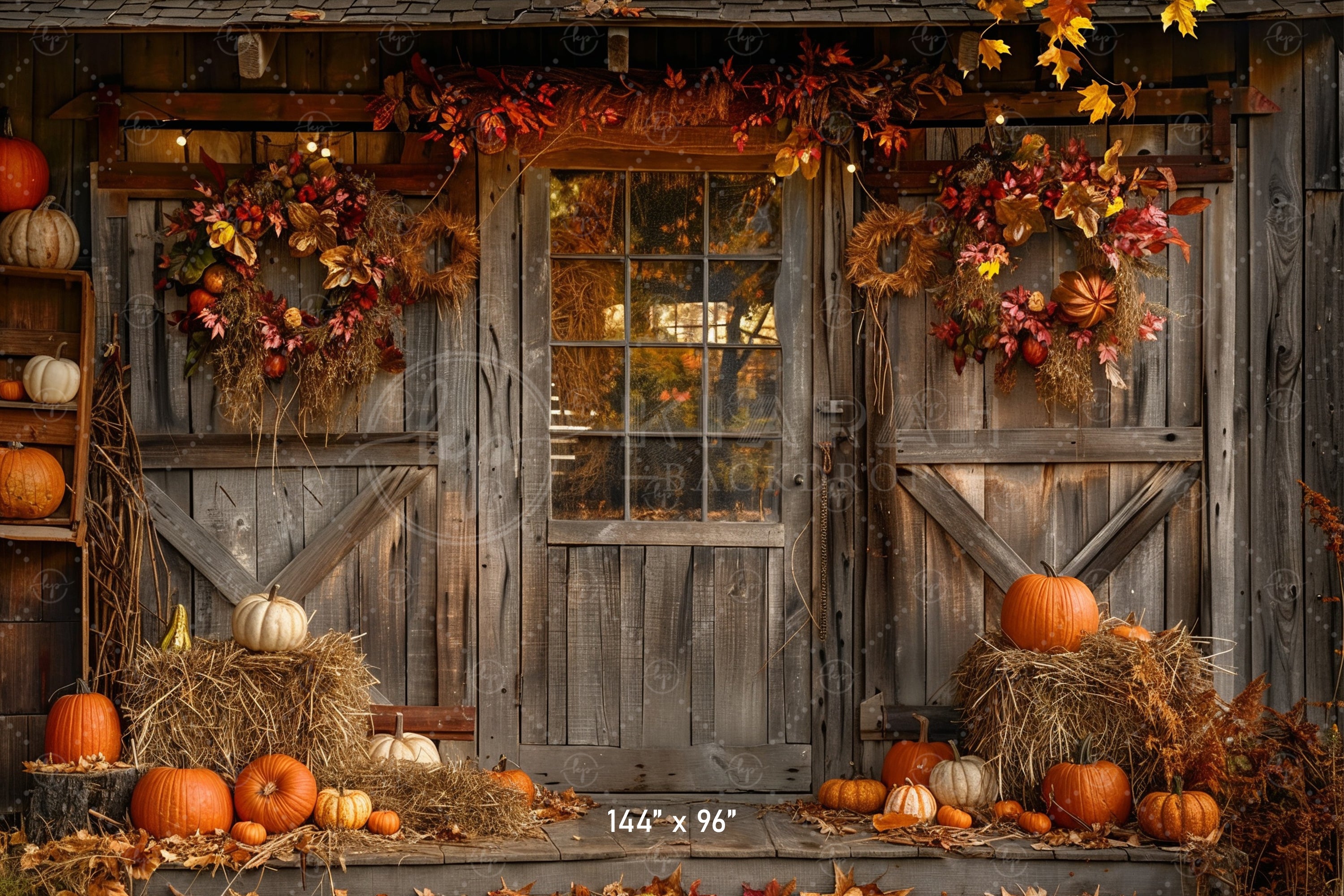 Rustic Autumn Doorway Backdrop