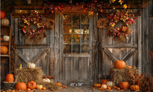 Rustic Autumn Doorway Backdrop