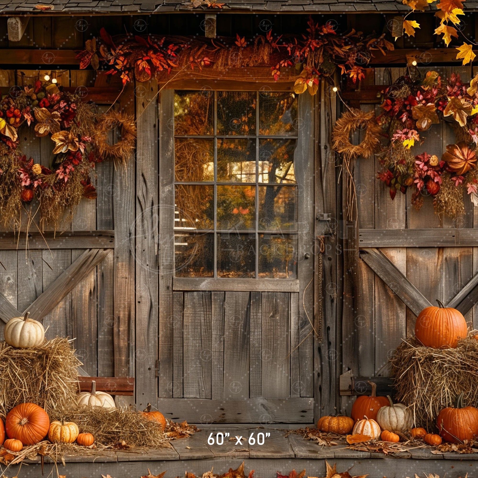 Rustic Autumn Doorway Backdrop