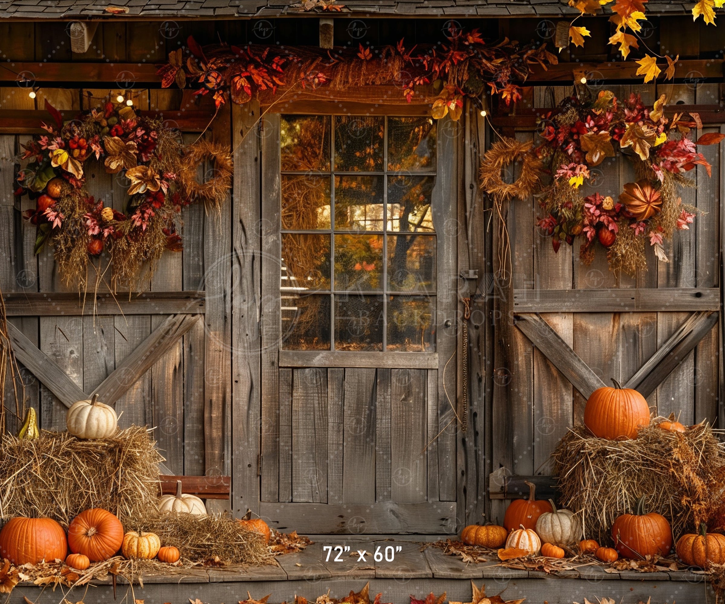 Rustic Autumn Doorway Backdrop