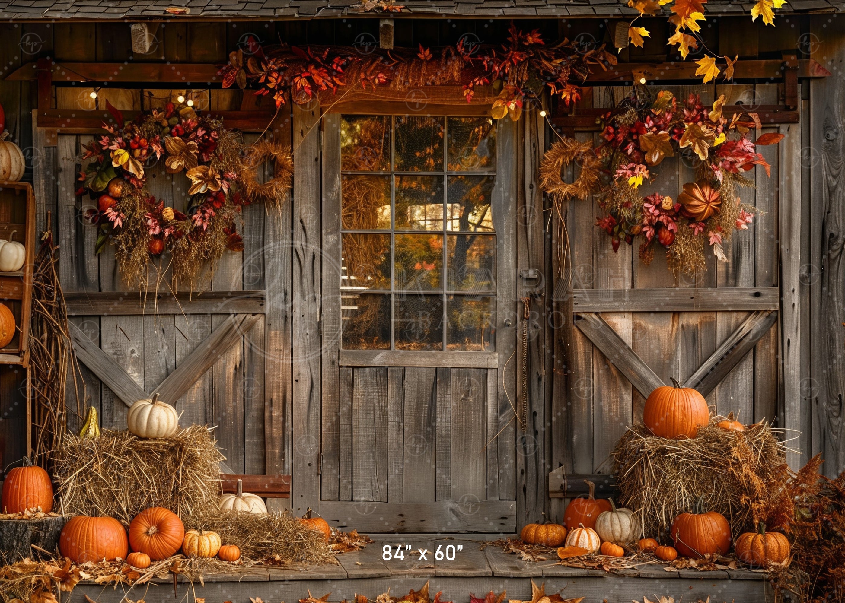 Rustic Autumn Doorway Backdrop