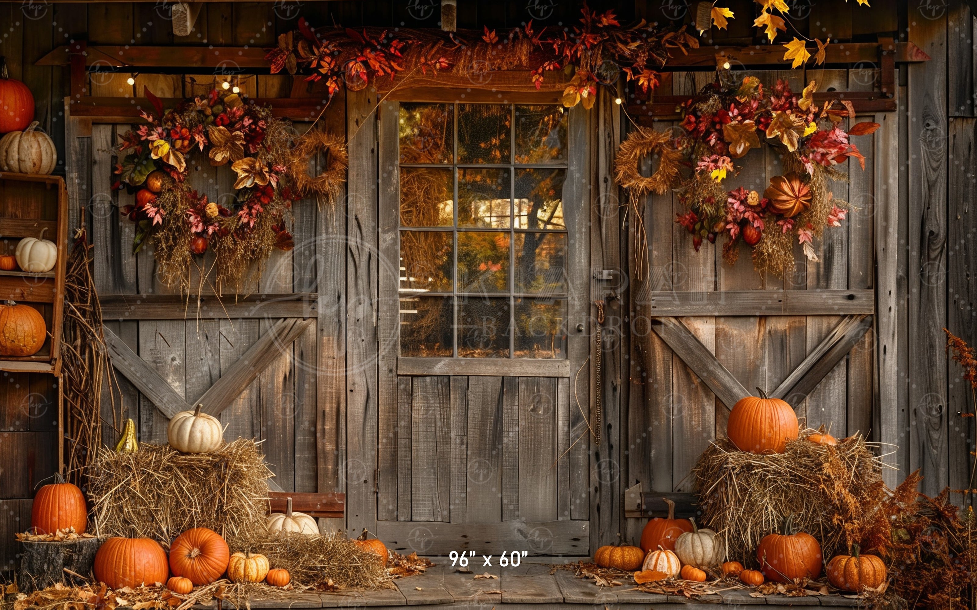 Rustic Autumn Doorway Backdrop