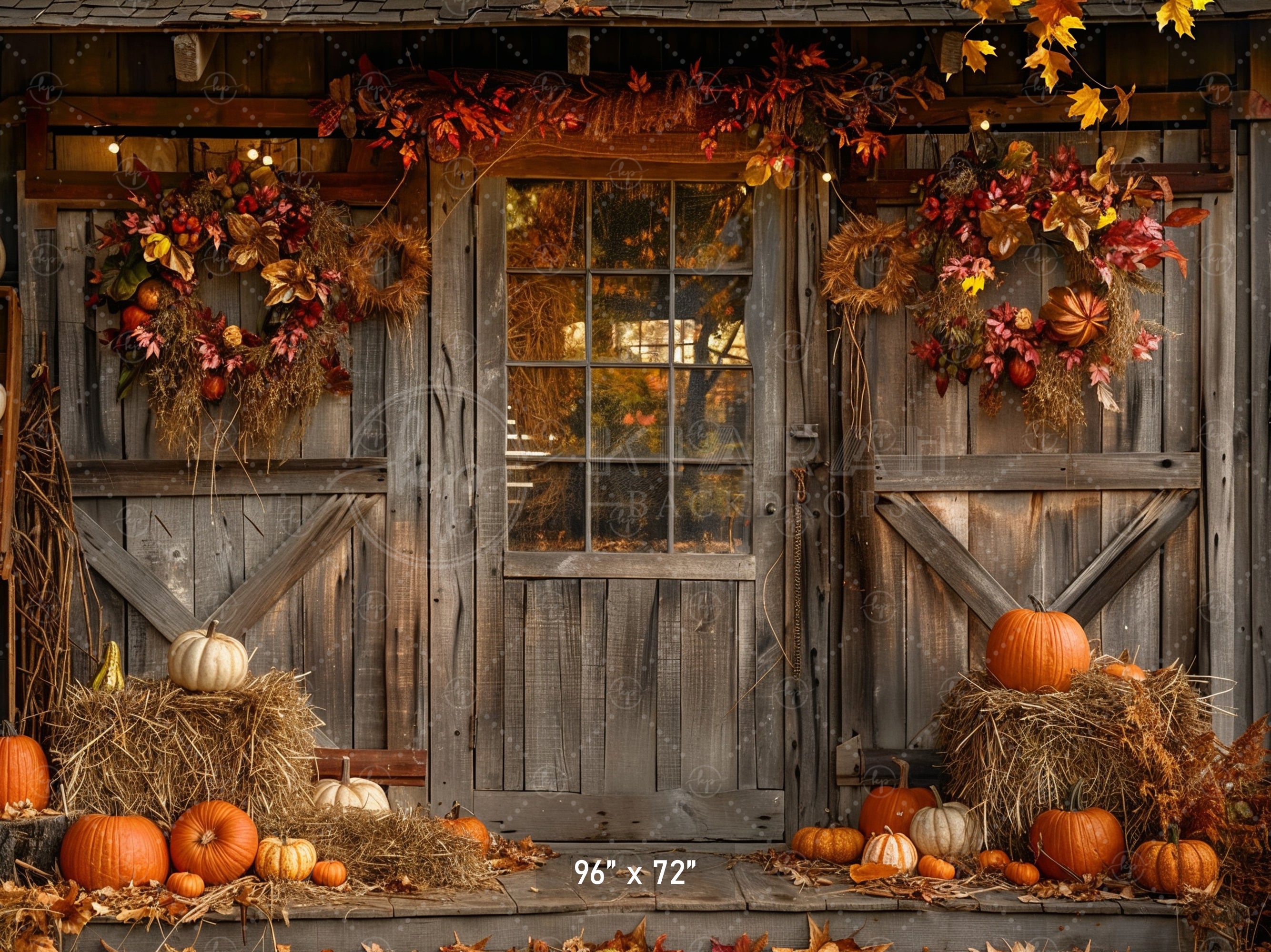 Rustic Autumn Doorway Backdrop