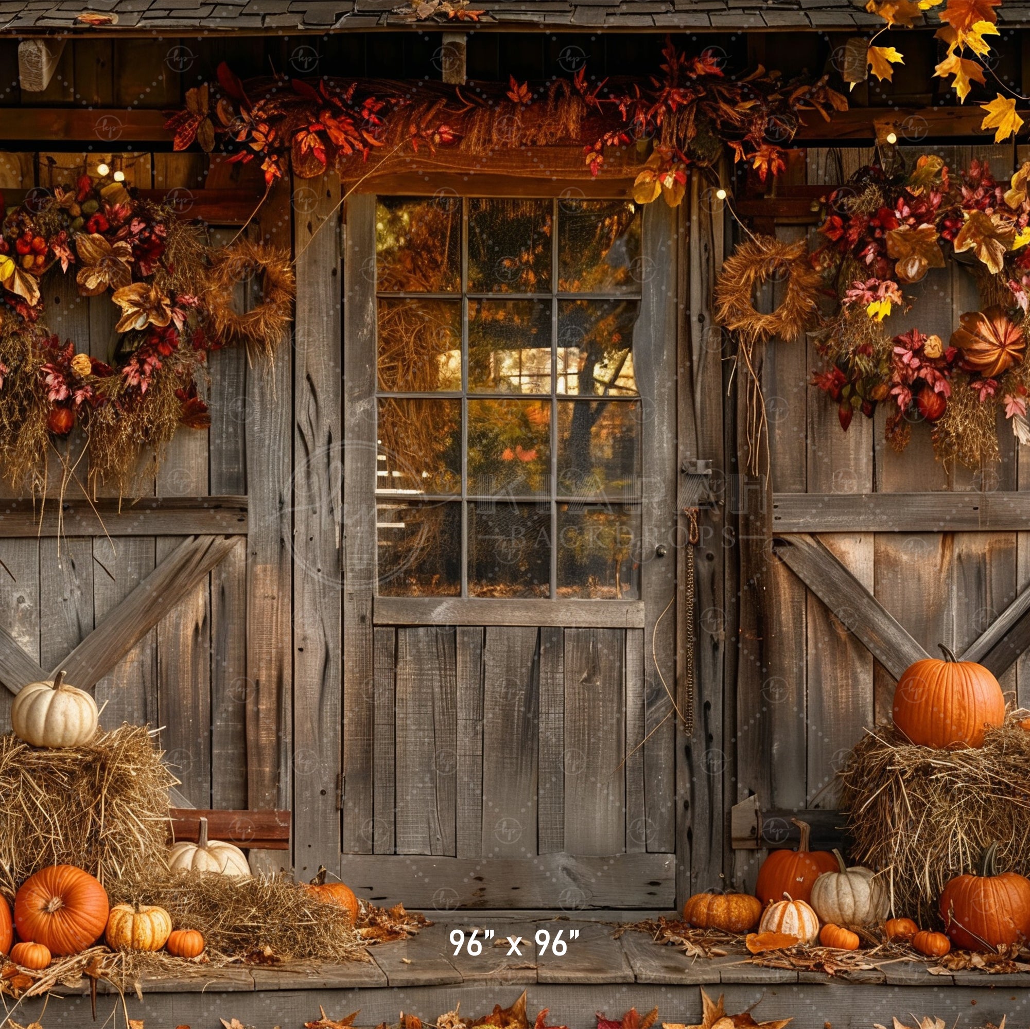 Rustic Autumn Doorway Backdrop