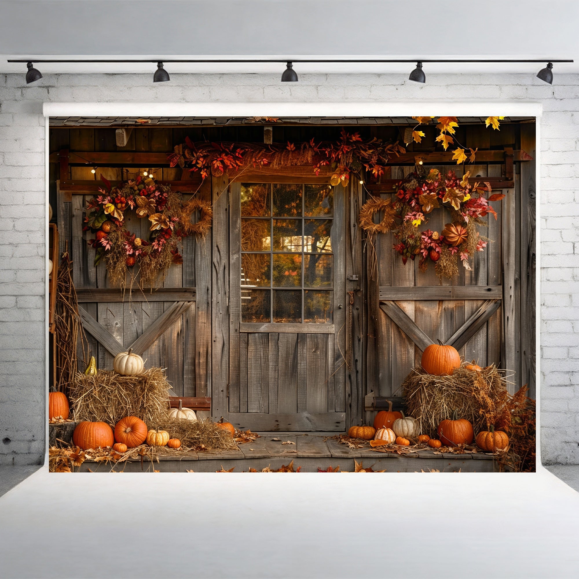 Rustic Autumn Doorway Backdrop