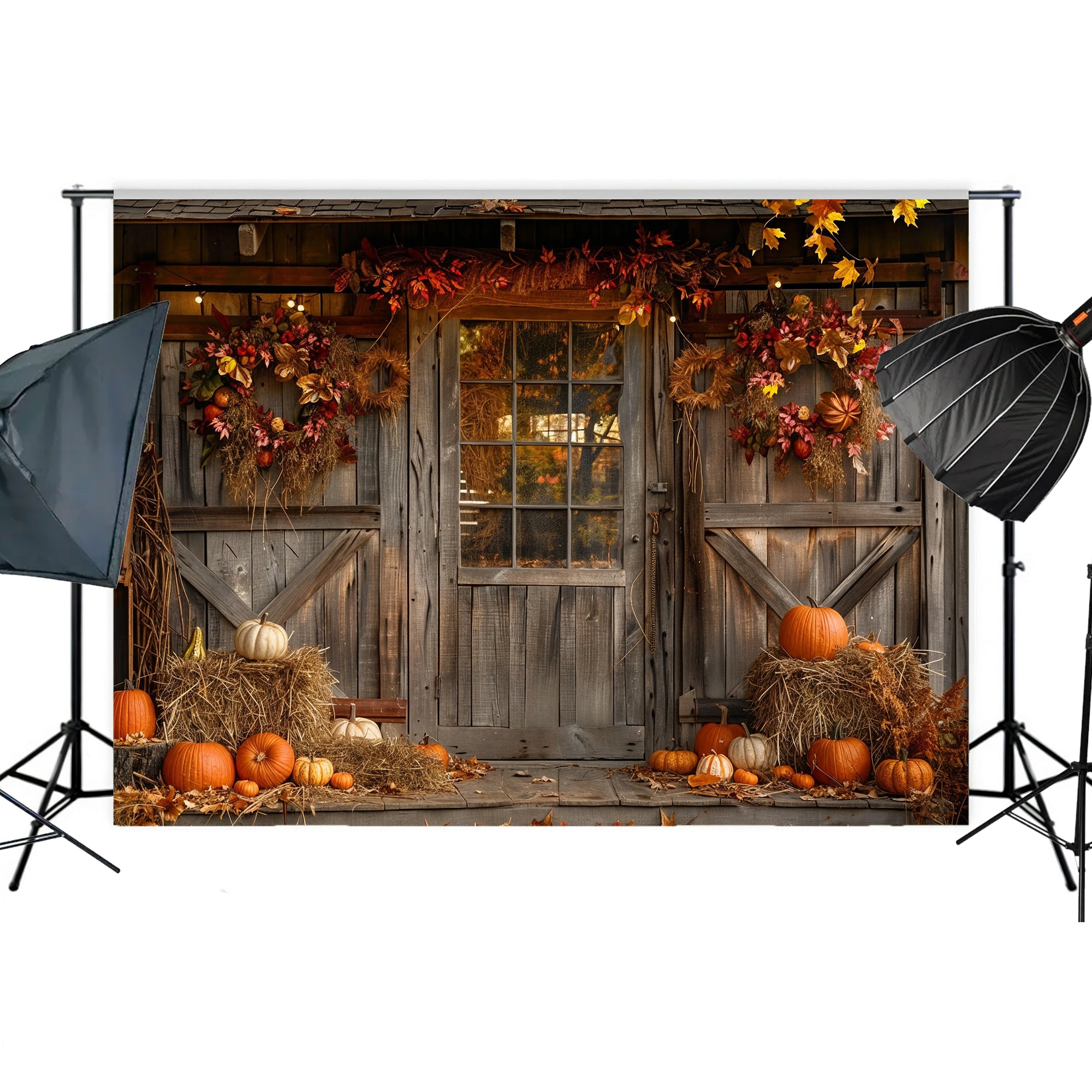 Rustic Autumn Doorway Backdrop