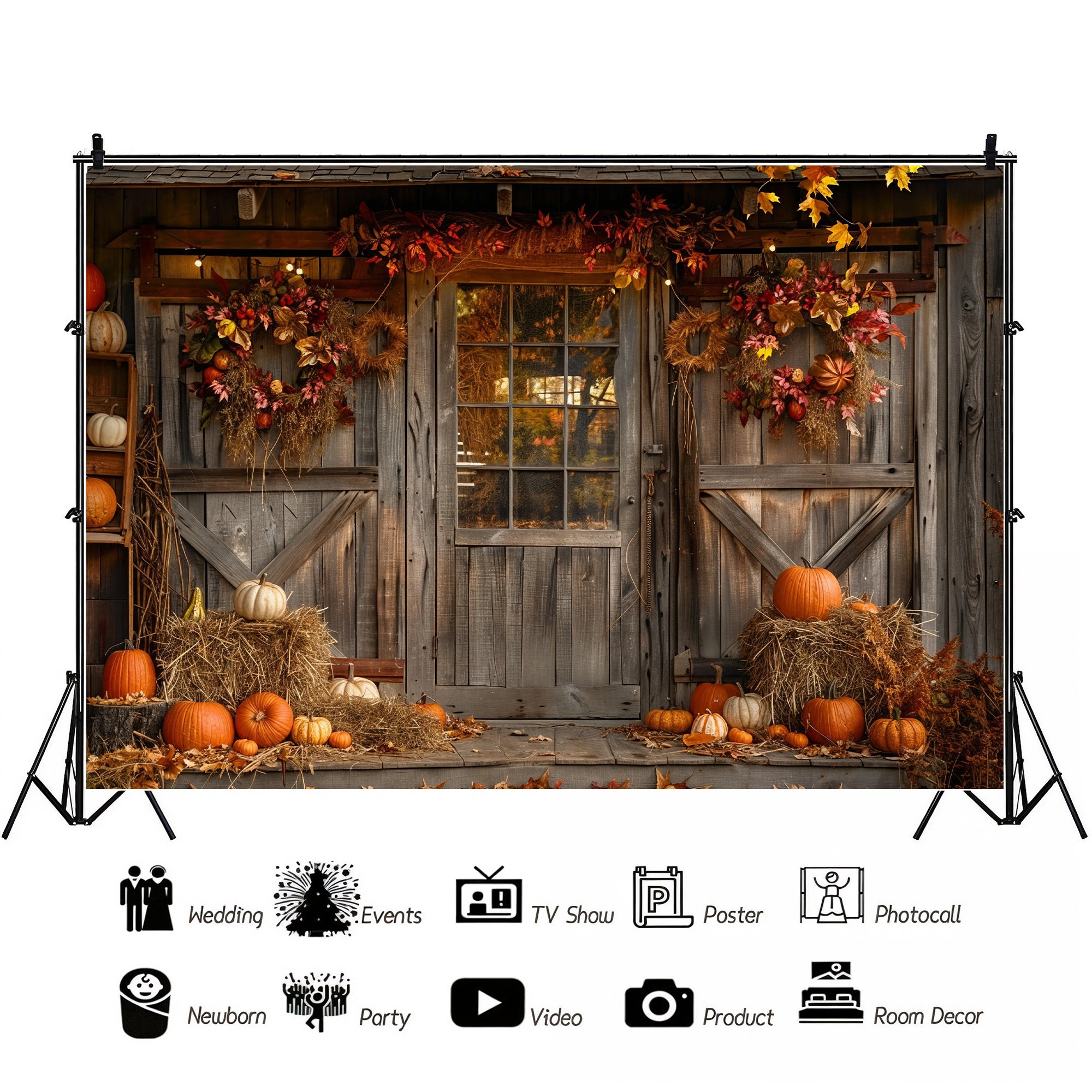 Rustic Autumn Doorway Backdrop
