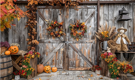 Rustic Autumn Barn Door Backdrop