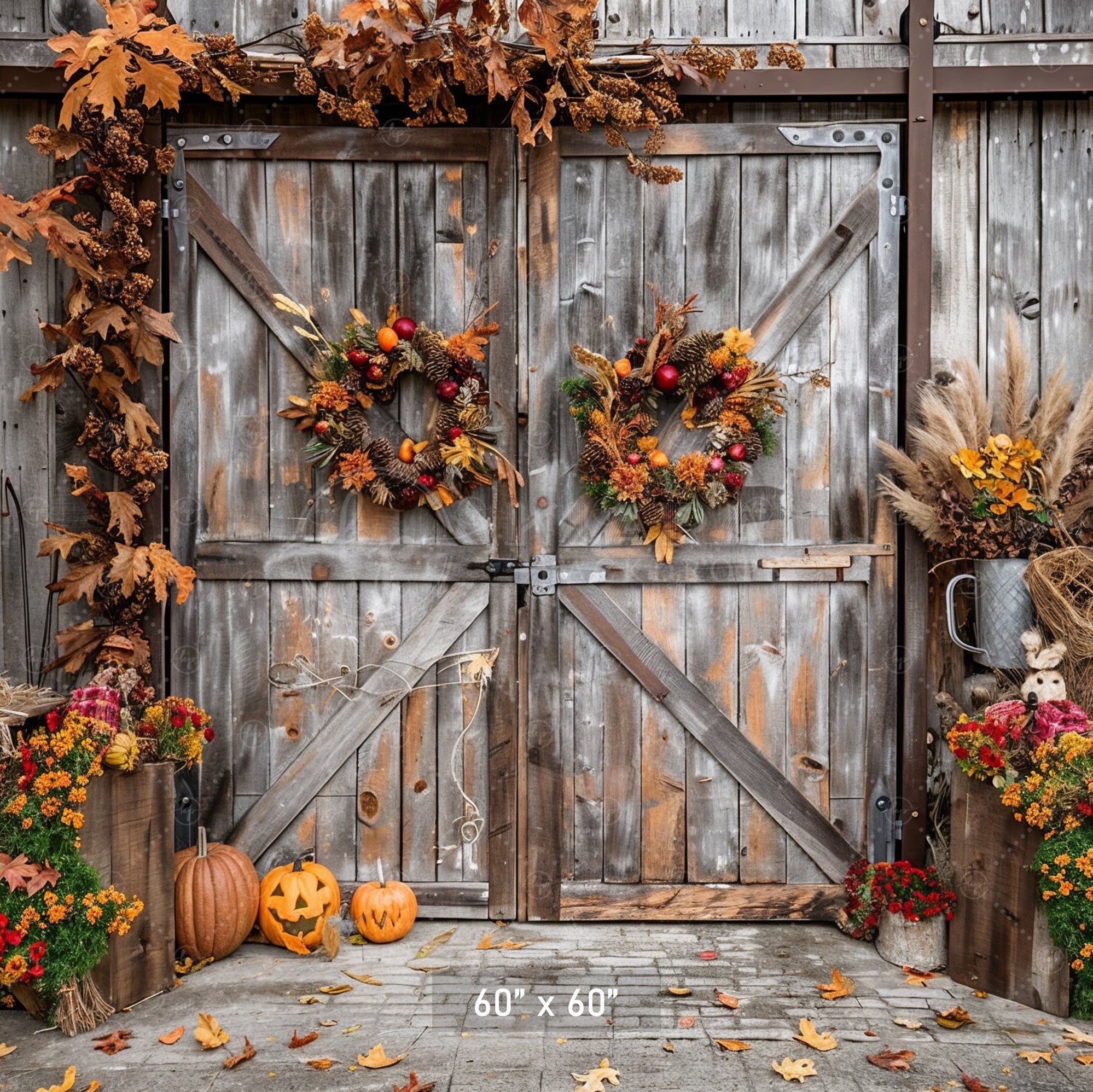 Rustic Autumn Barn Door Backdrop