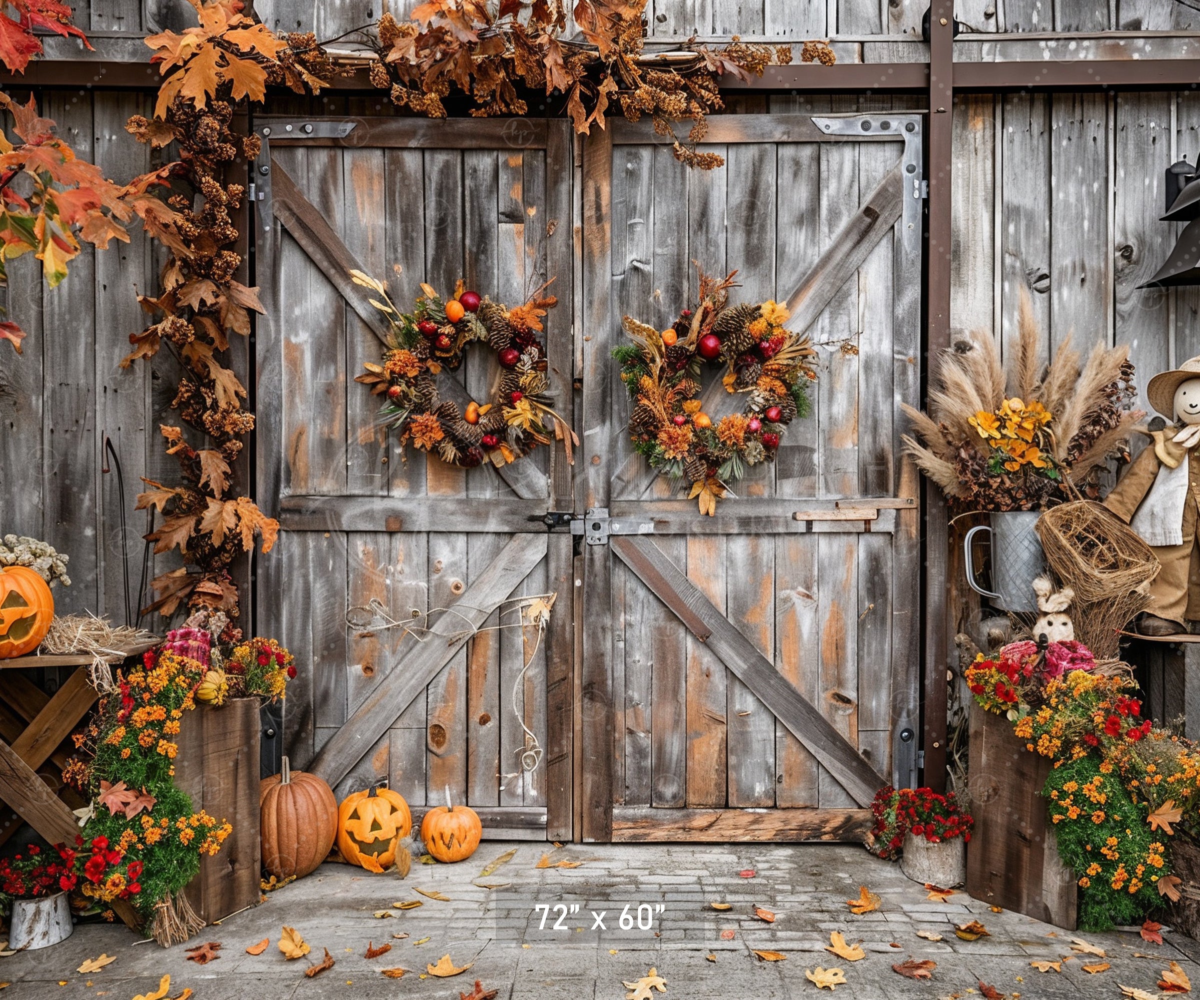 Rustic Autumn Barn Door Backdrop