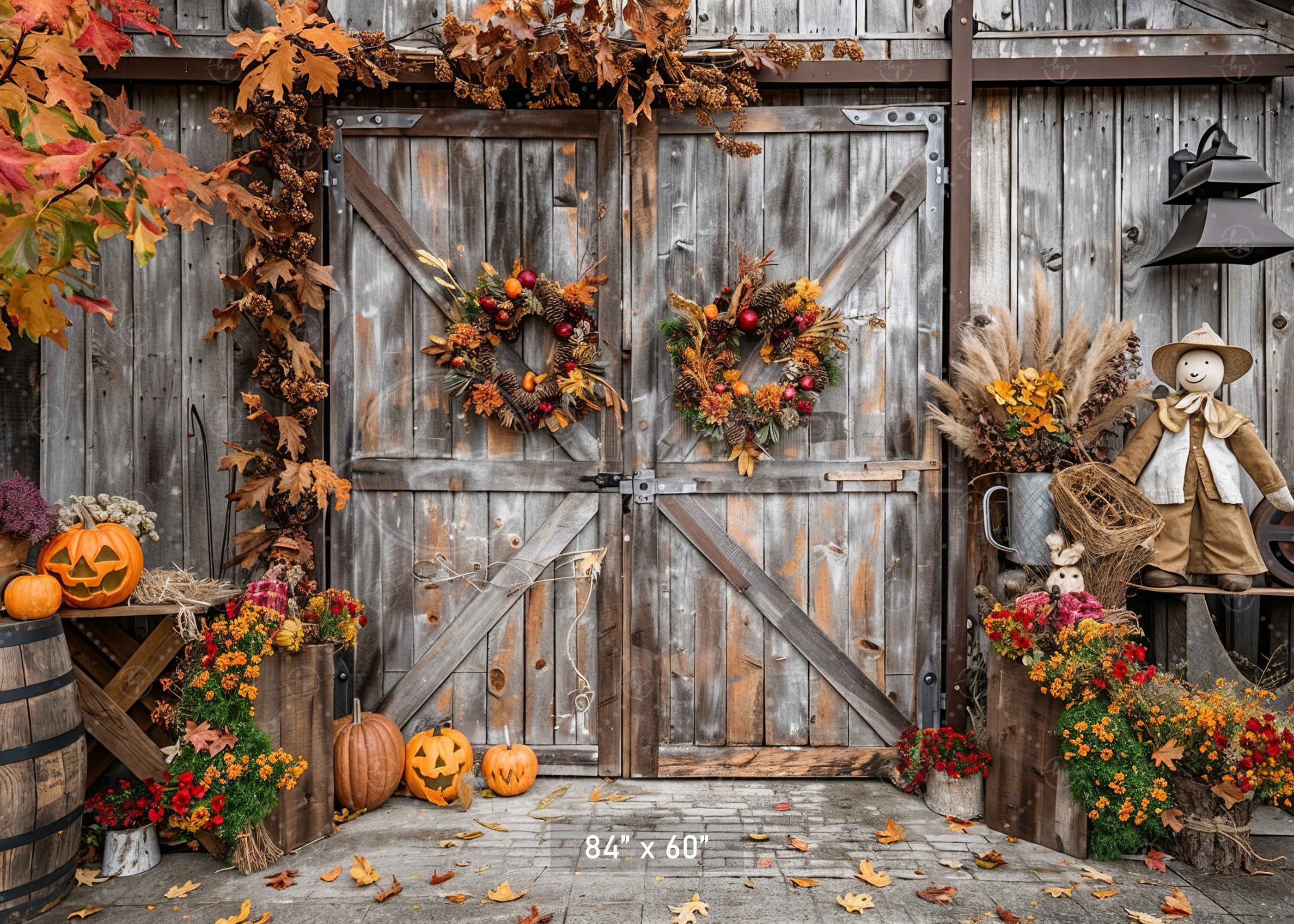 Rustic Autumn Barn Door Backdrop