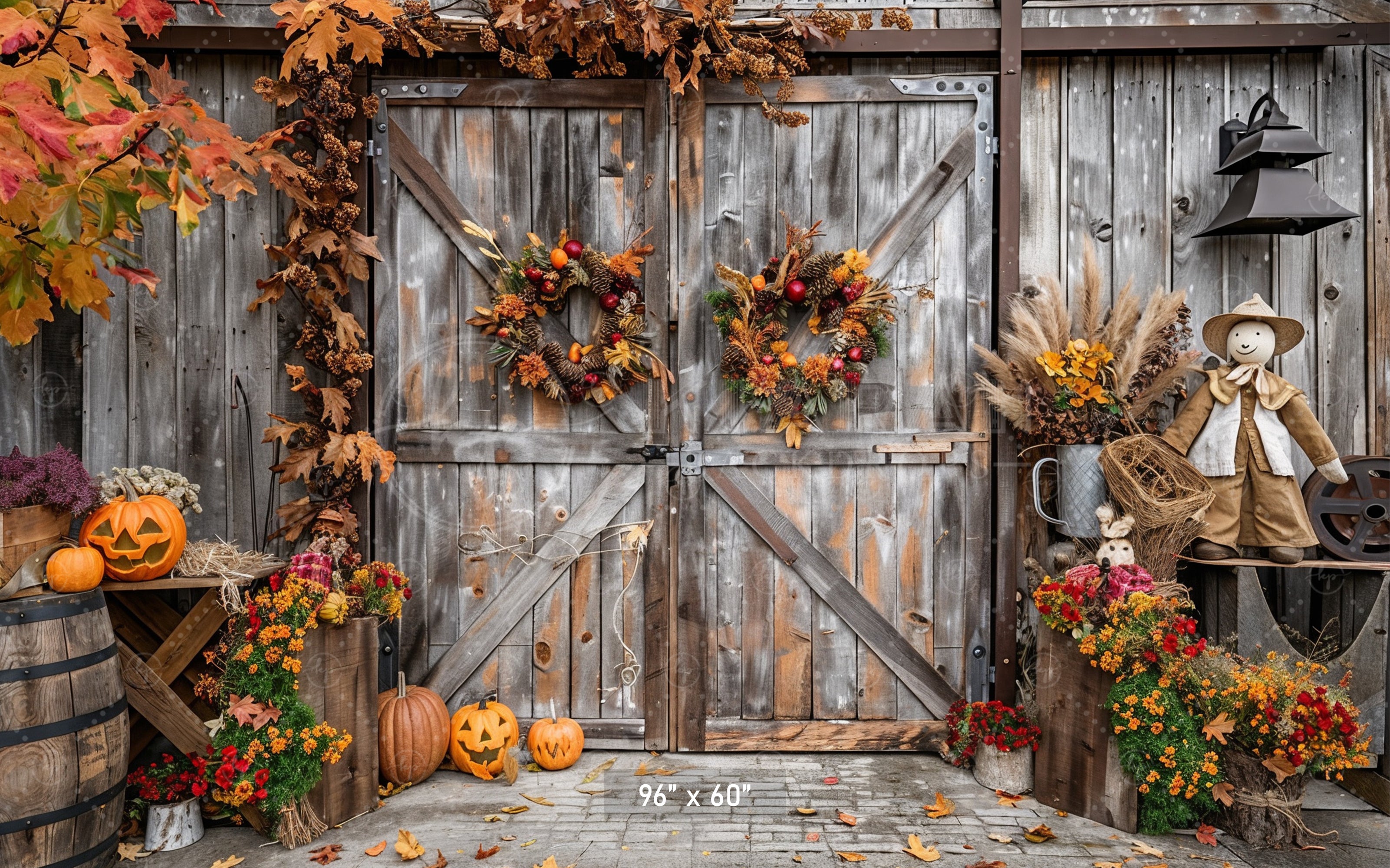 Rustic Autumn Barn Door Backdrop