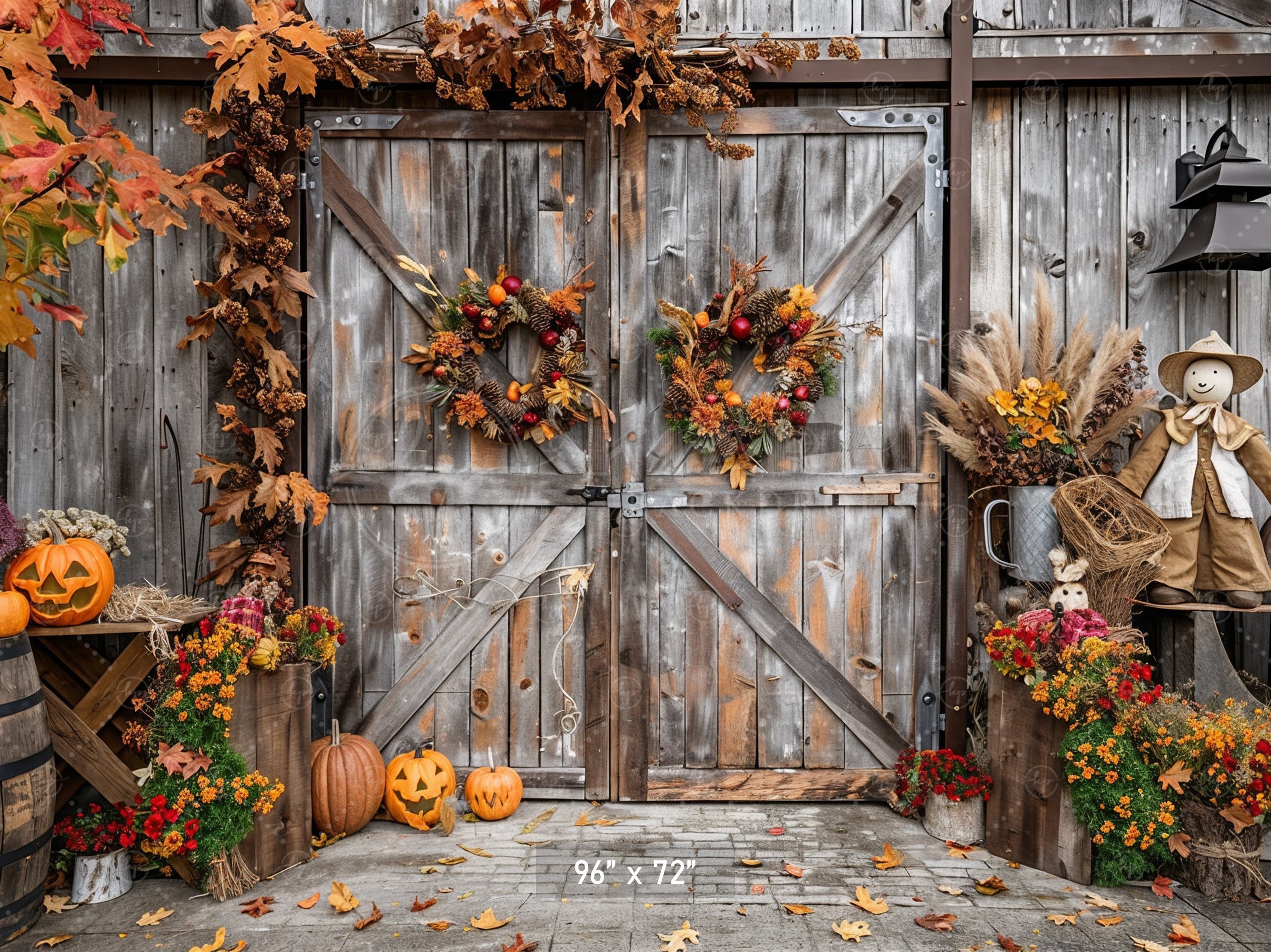 Rustic Autumn Barn Door Backdrop