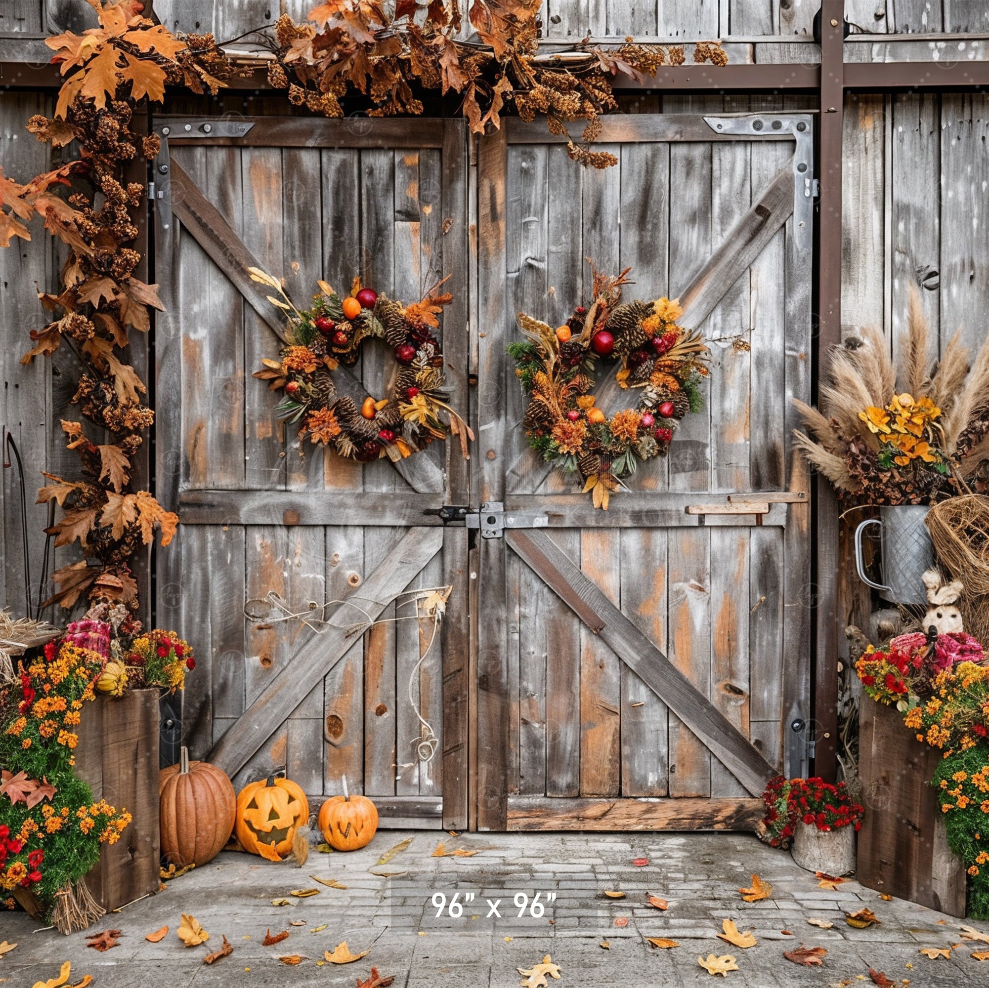 Rustic Autumn Barn Door Backdrop