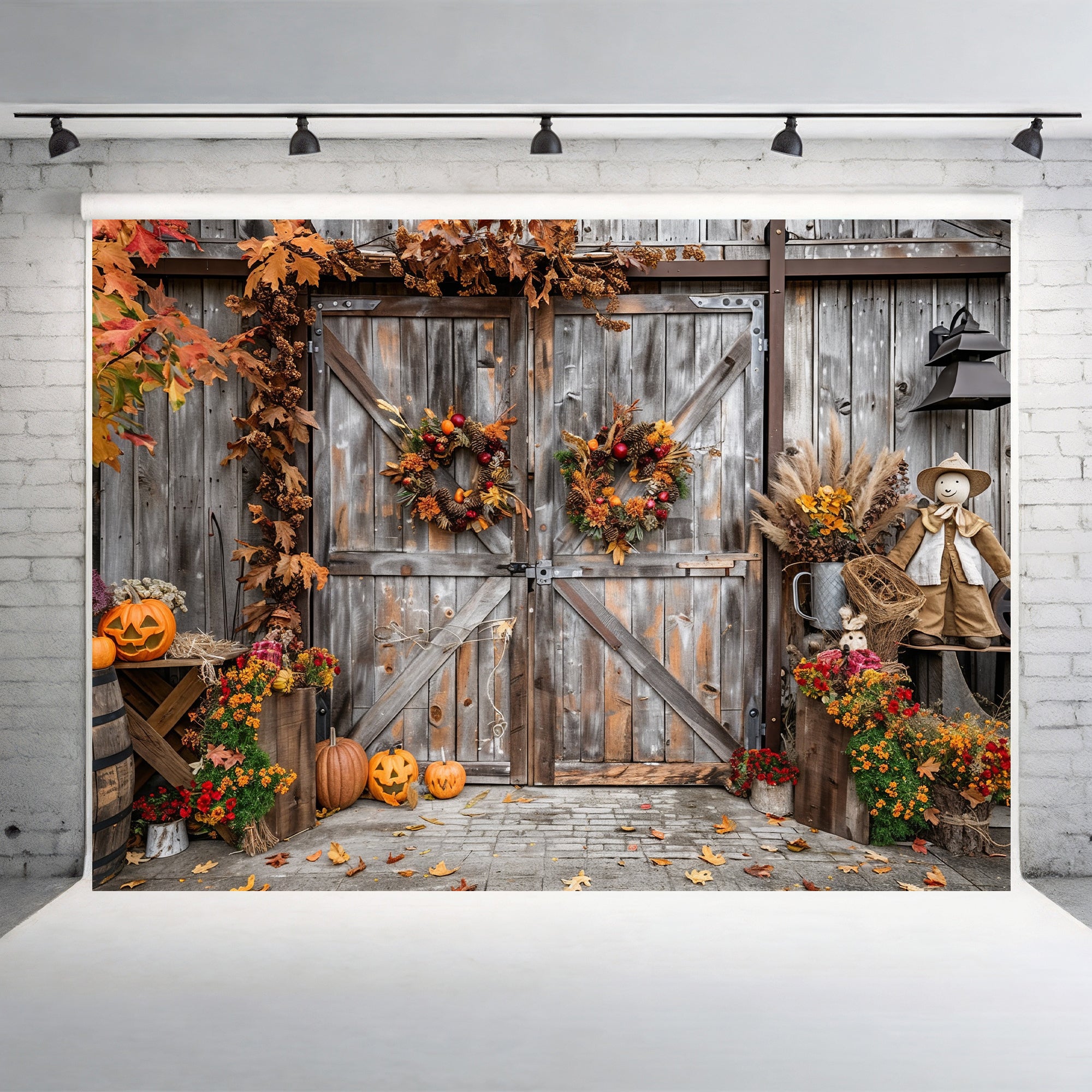 Rustic Autumn Barn Door Backdrop