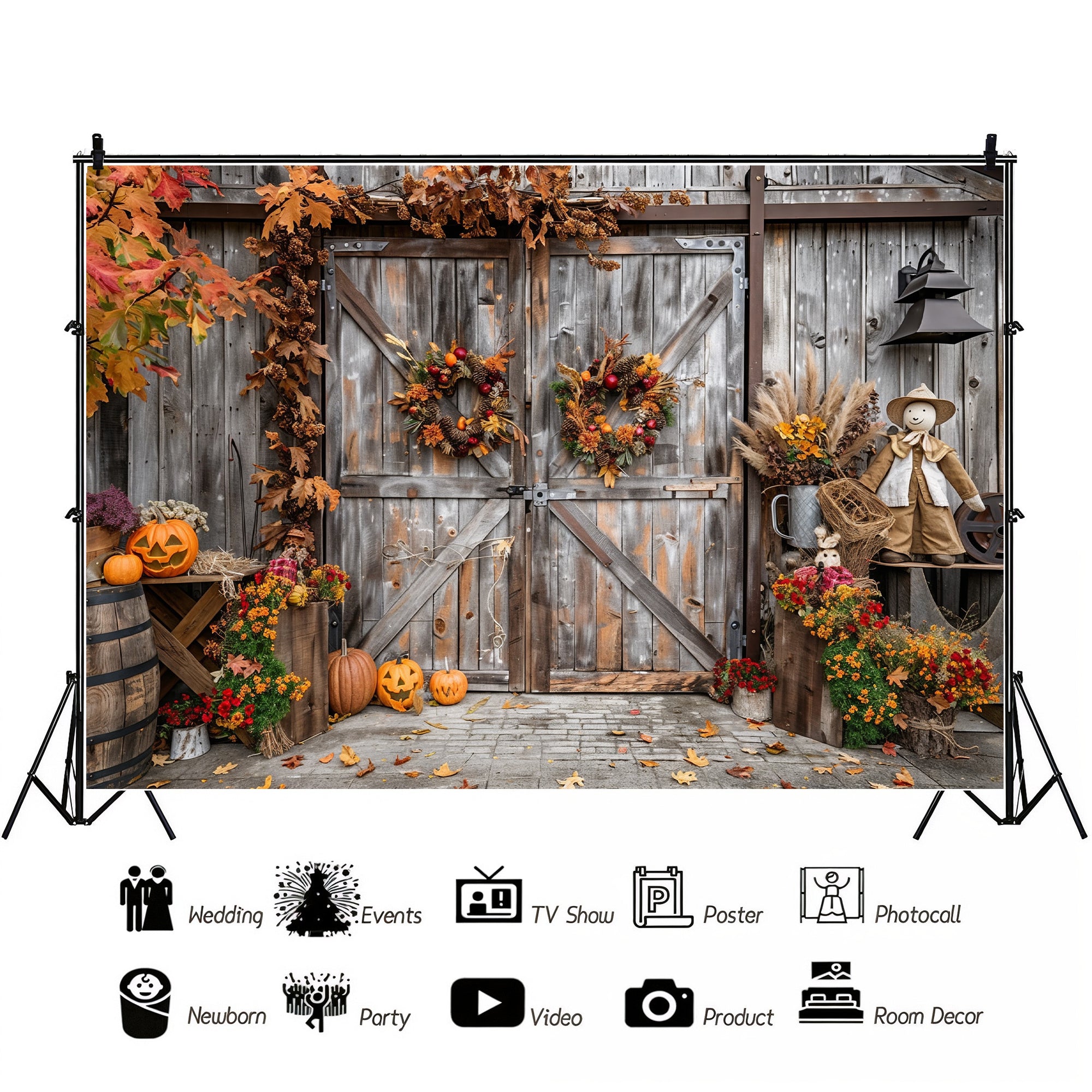 Rustic Autumn Barn Door Backdrop