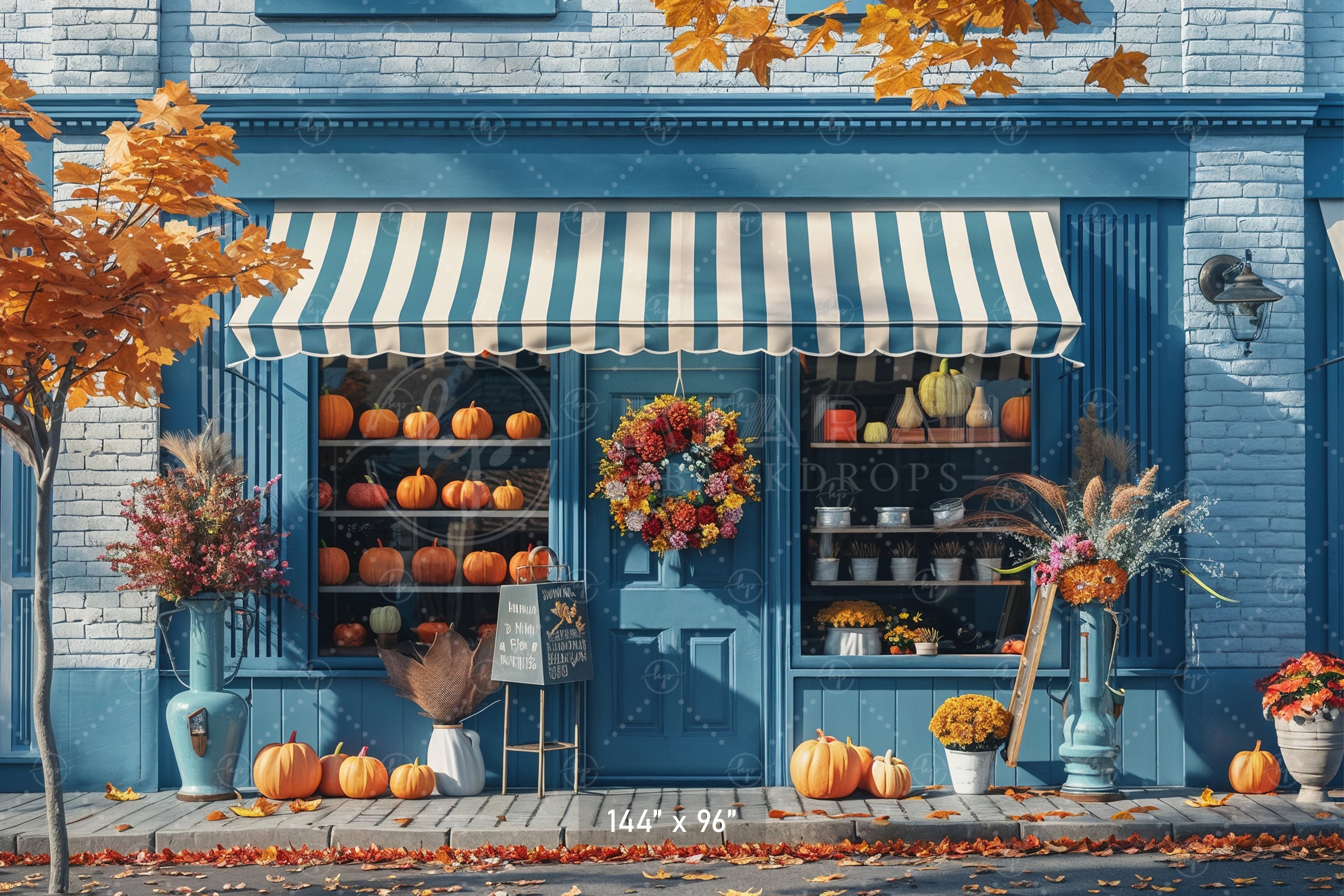 Fall Boutique Storefront Backdrop