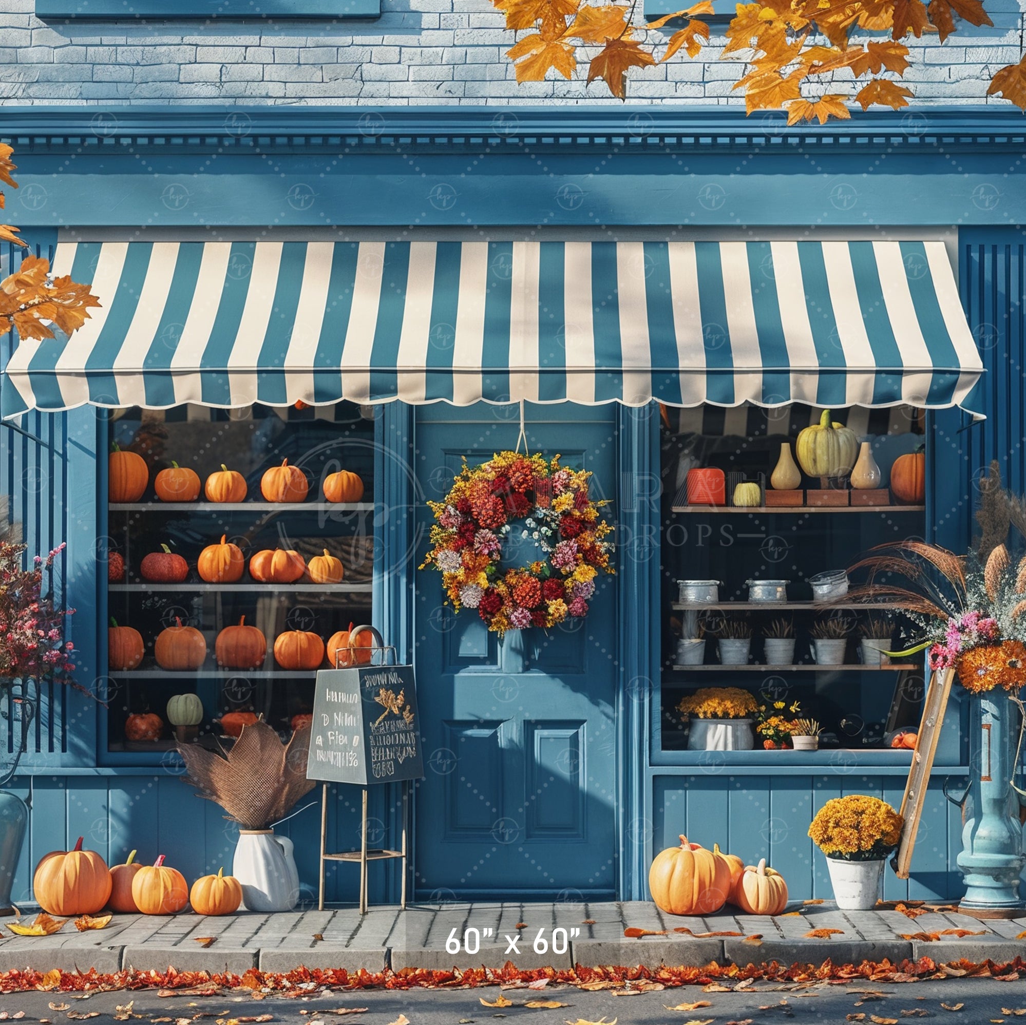 Fall Boutique Storefront Backdrop