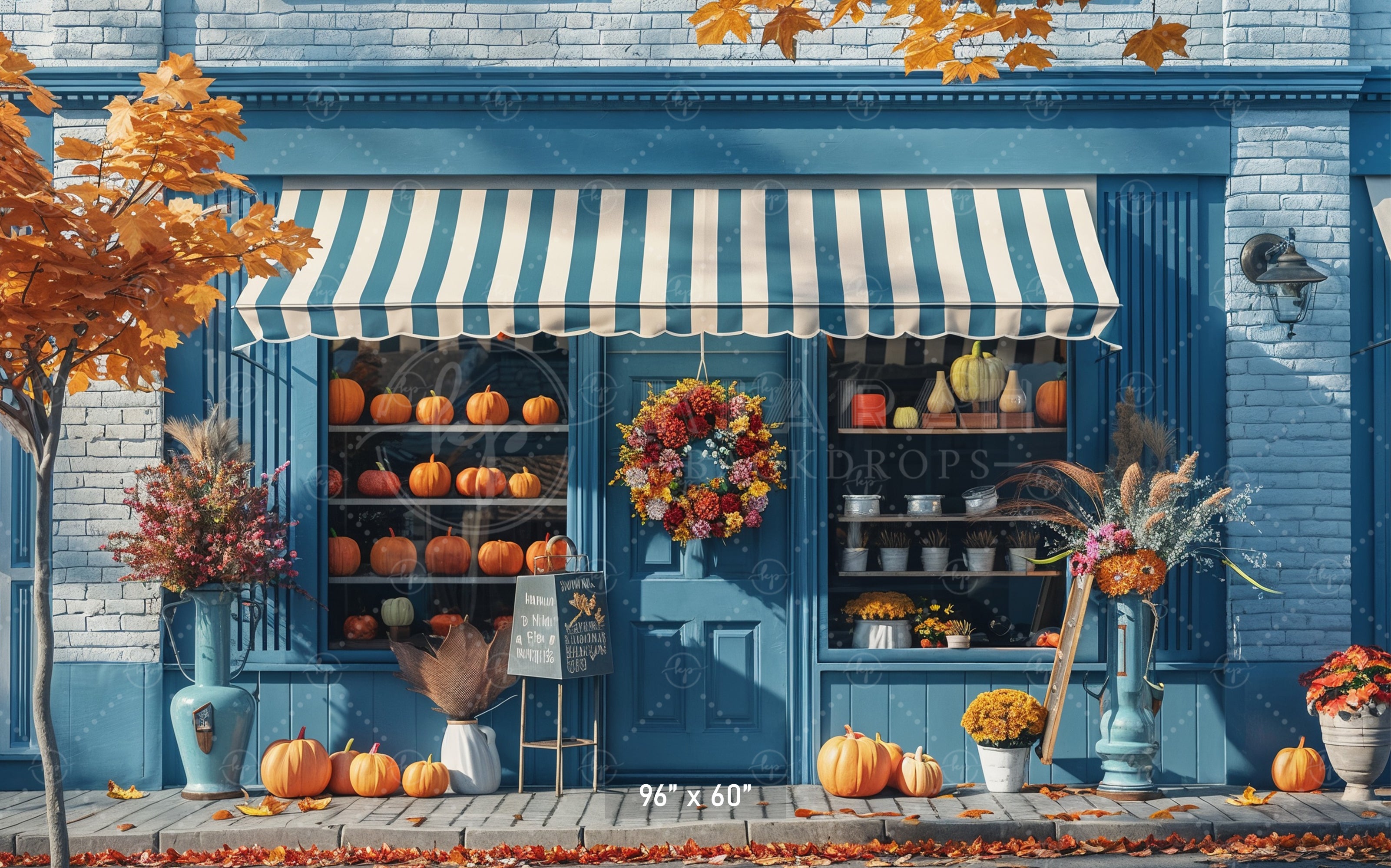Fall Boutique Storefront Backdrop